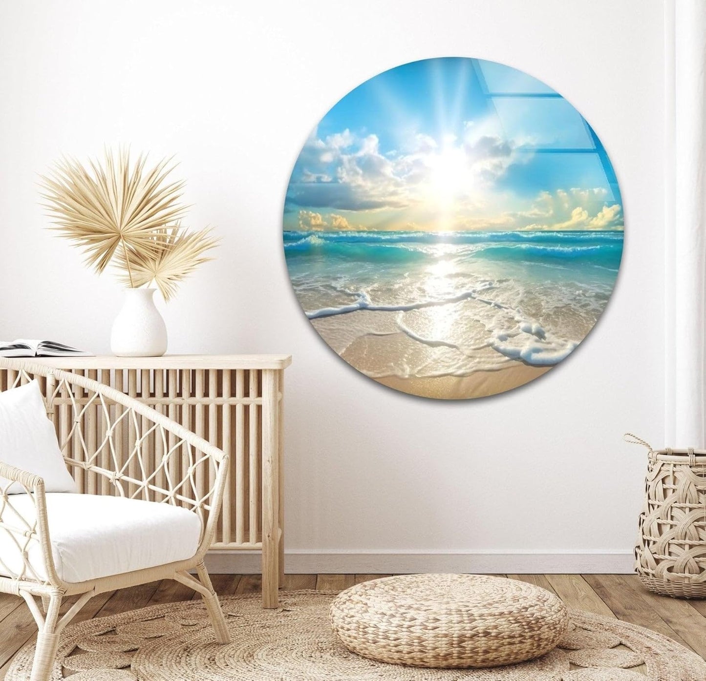 My Photostation.com 35.5Wx30H'' Beautiful Sunset & Ocean Glass Wall ArtTempered Glass Printing Wall Decor Large Wall Art Wall Hangings