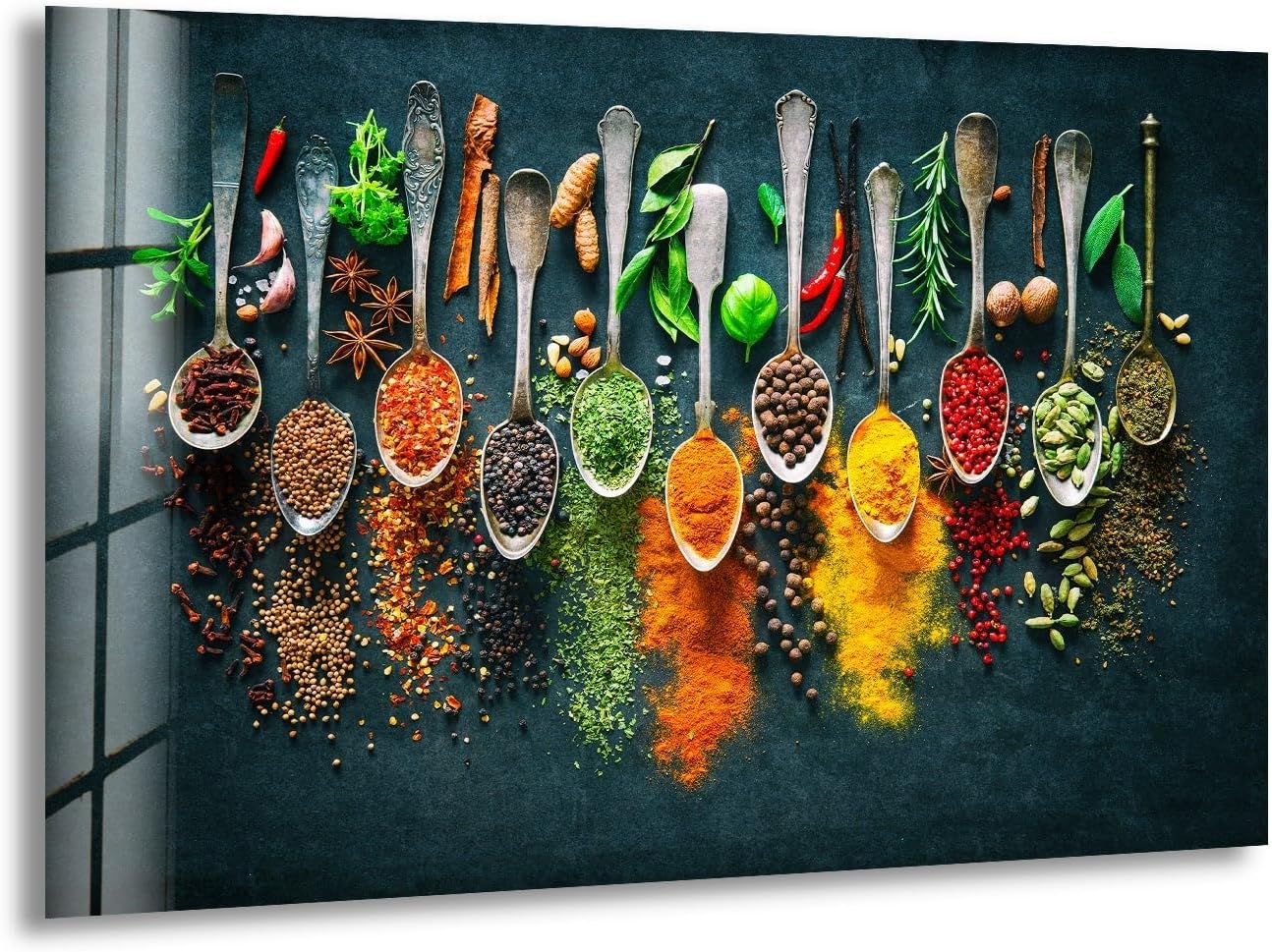 My Photostation.com Round 24'' Spoon Spices Glass Wall ArtTempered Glass Printing Wall Decor Large Wall Art Wall Hangings
