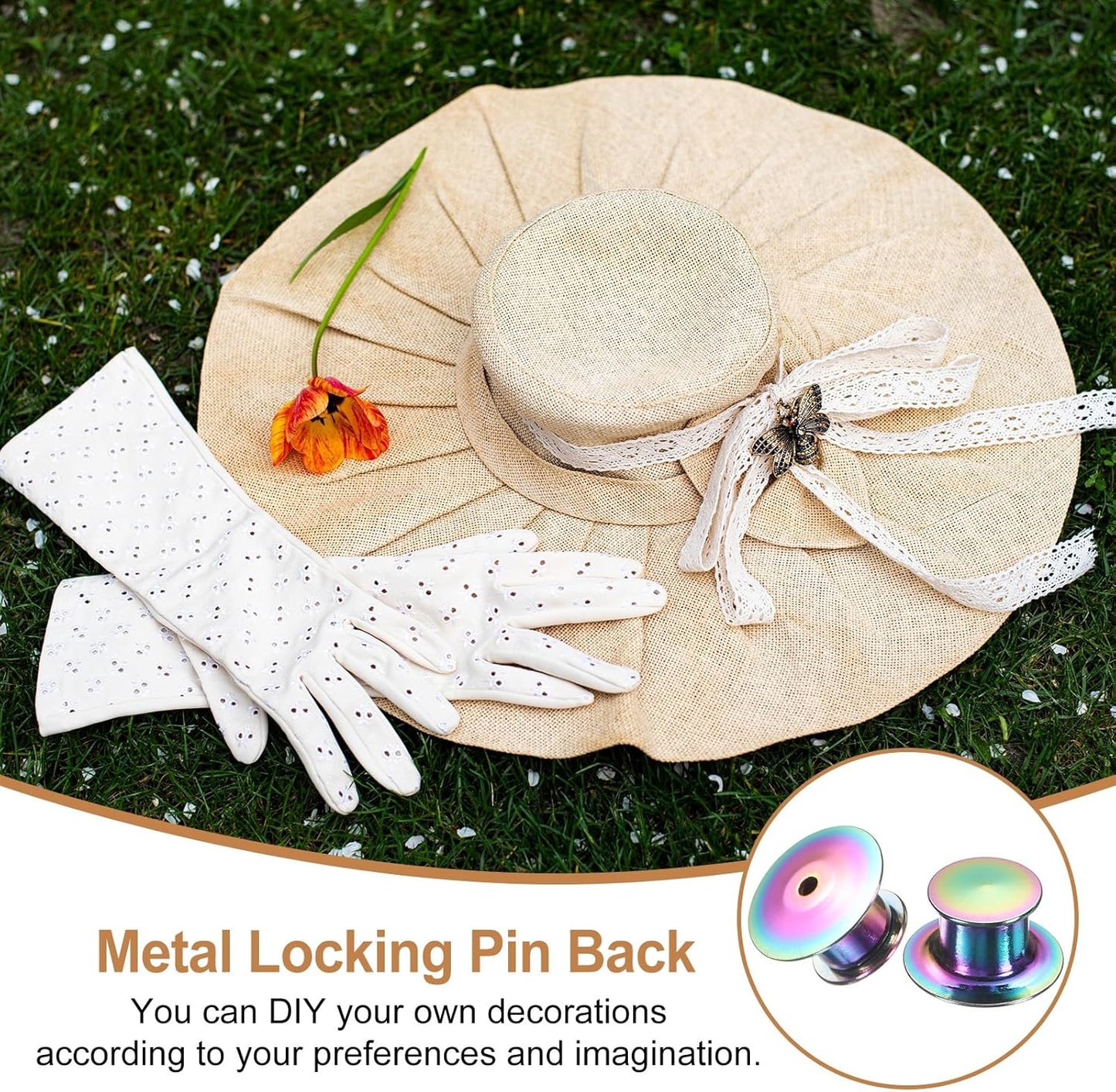 uxcell 40Pcs Metal Locking Pin Backs, Pin Keepers Locking Clasp Flat Head Clamp Needle Back Lock for DIY Brooch Crafts Badges Enamel Lapel, Multicolor