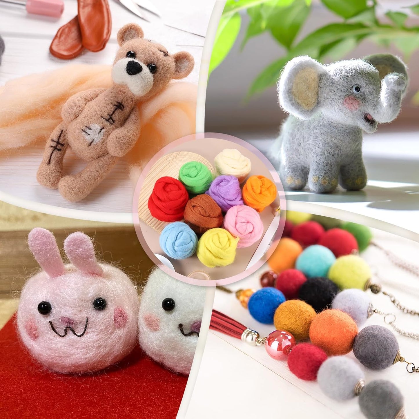 PATIKIL Wool Roving Yarn, 250G/8.8OZ Felting Wool Pure Roving Yarn, Sapphire