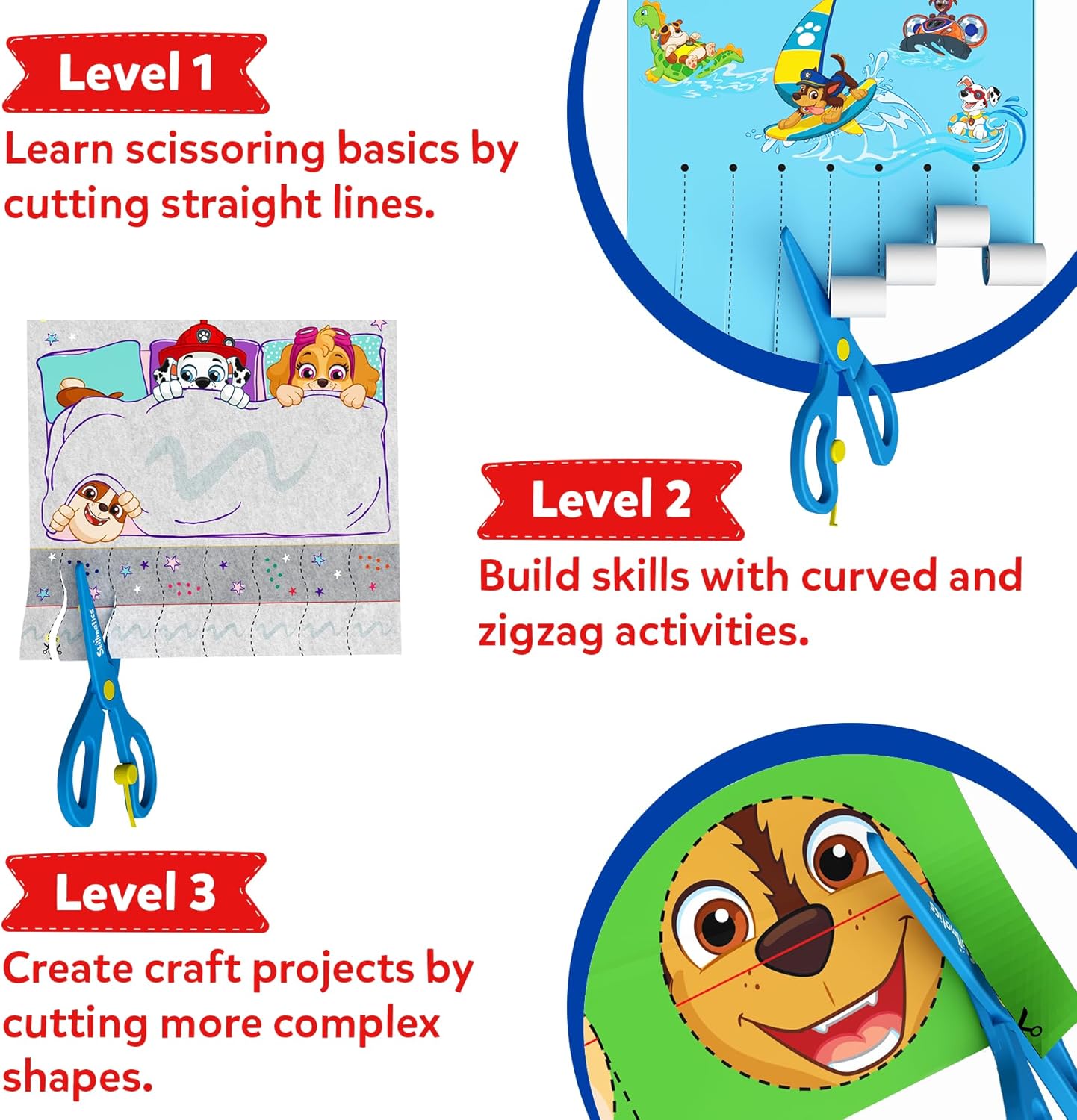 Skillmatics Scissor Skills Activity Book - Snip Snip PAW Patrol, Stocking Stuffers, Preschool Cutting & Creative Activities, Felt Craft Kit, Fine Motor Skills, Christmas Gifts for Ages 3, 4, 5, 6, 7