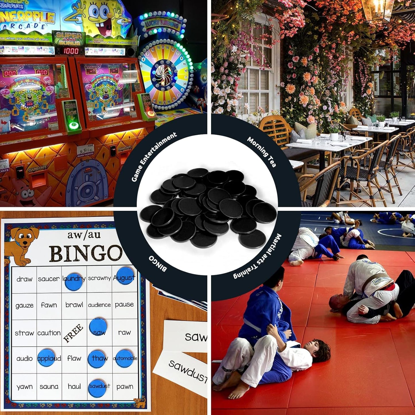 Set of 100 1 Inch Opaque Plastic Learning Counters Mini Poker Chips Game Tokens with Storage Box (1 Inch, Black)