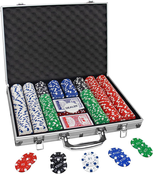 Poker Chips with Numbers,500PCS Poker Chip Set with Aluminum Travel Case,11.5 Gram Poker Set for Texas Holdem Blackjack Gambling.