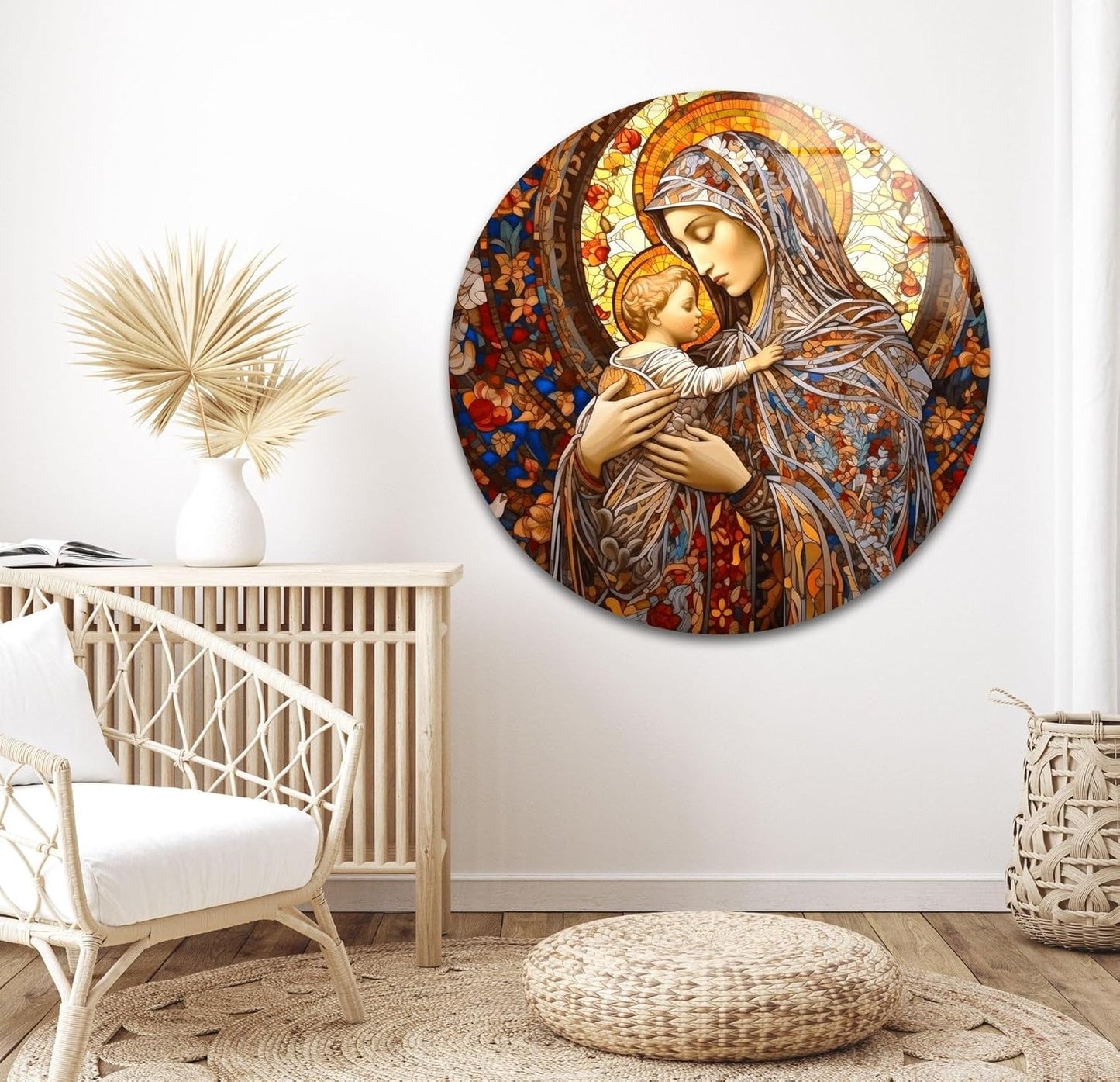 My Photostation.com 40WX60H'' Jesus and Virgin Mary Glass Wall Art Tempered Glass Printing Wall Decor Large Wall Art Wall Hangings