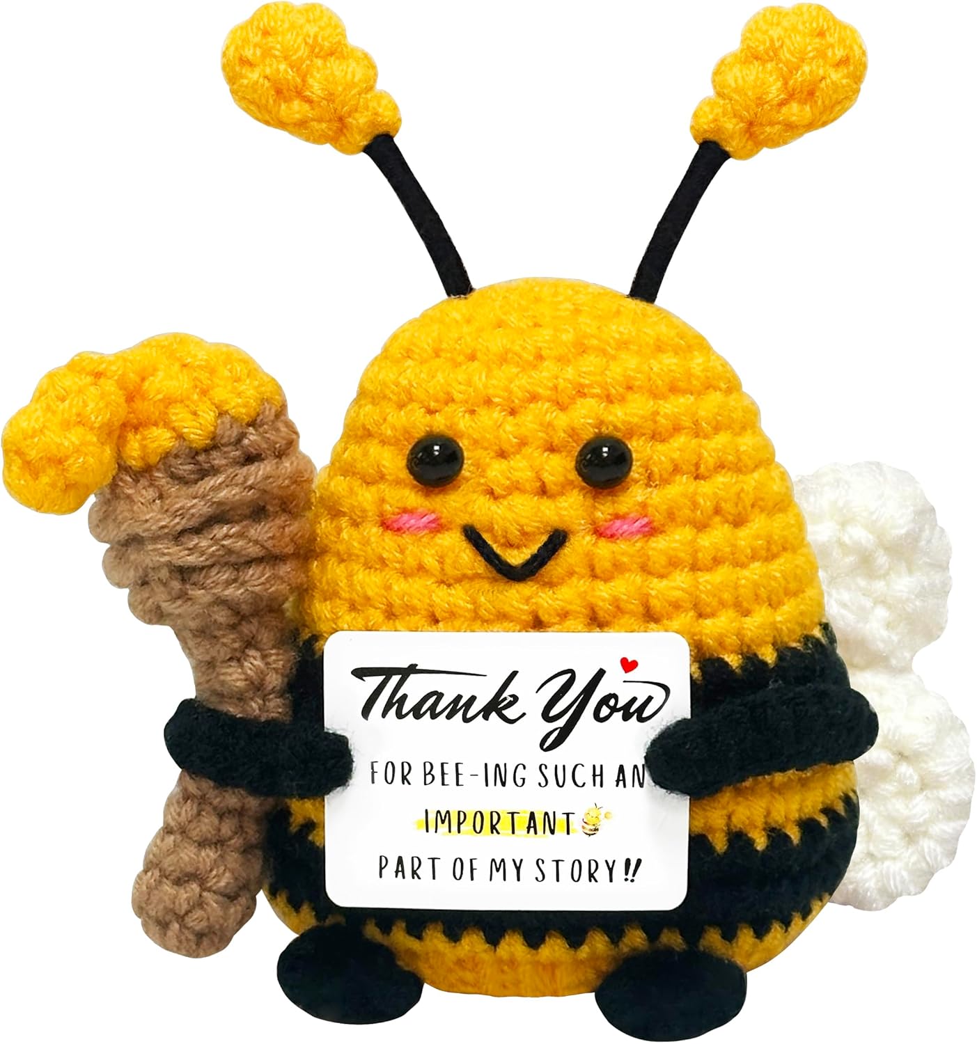 Thank You Gifts for Women Men - Appreciation Gifts for Coworker, Boss, Mom, Friends, Wife, Positive Bee Crochet Animals, Teacher Appreciation Gift, Thank You Cheer Up Gift, Handmade Crochet Bee Decor