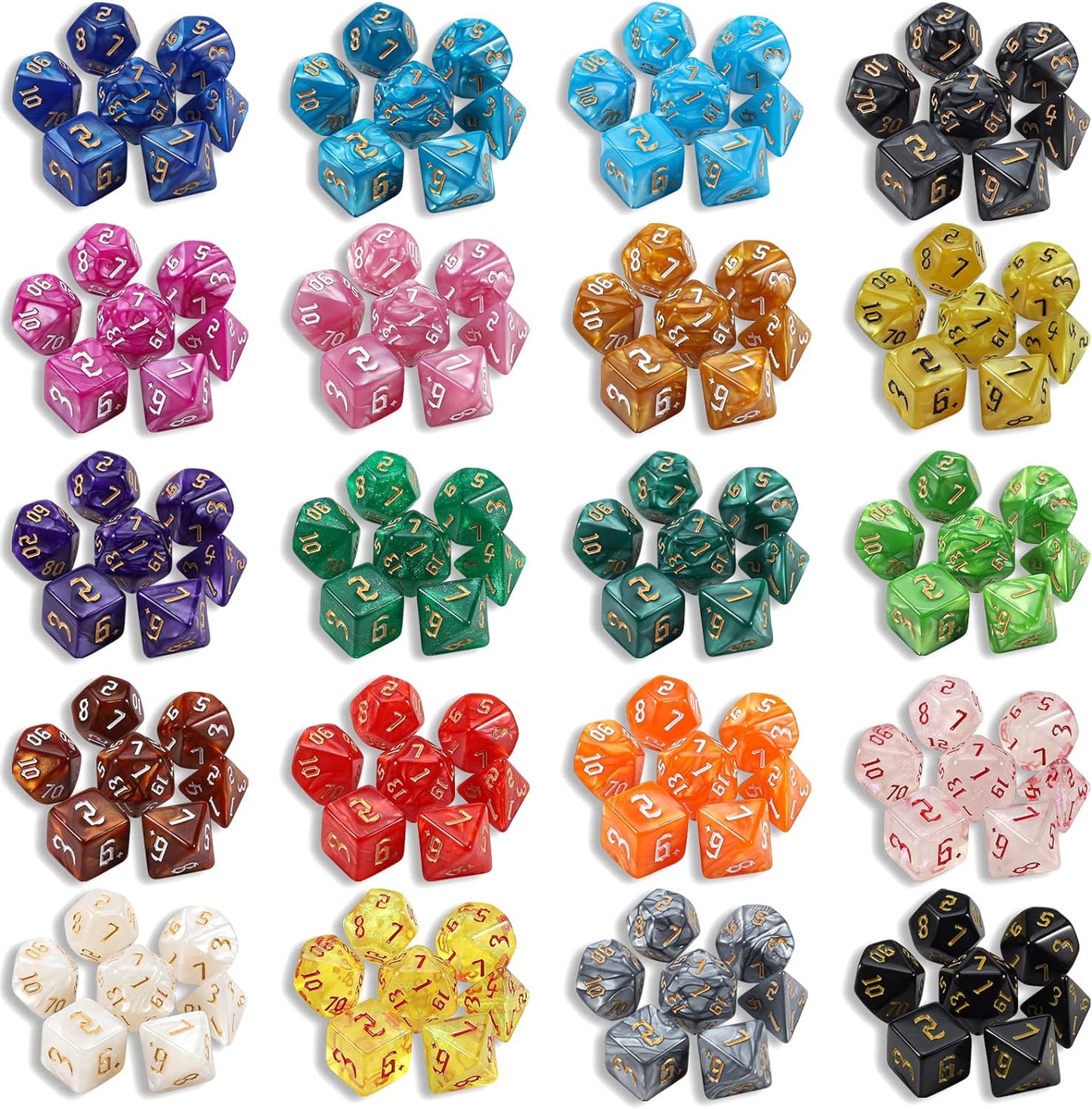 CiaraQ DND Dice Set - 26 x 7 (182pcs) Polyhedral Dice for Dungeons and Dragons D&D RPG MTG Role Playing Table Games, with a Large Flannel Bag