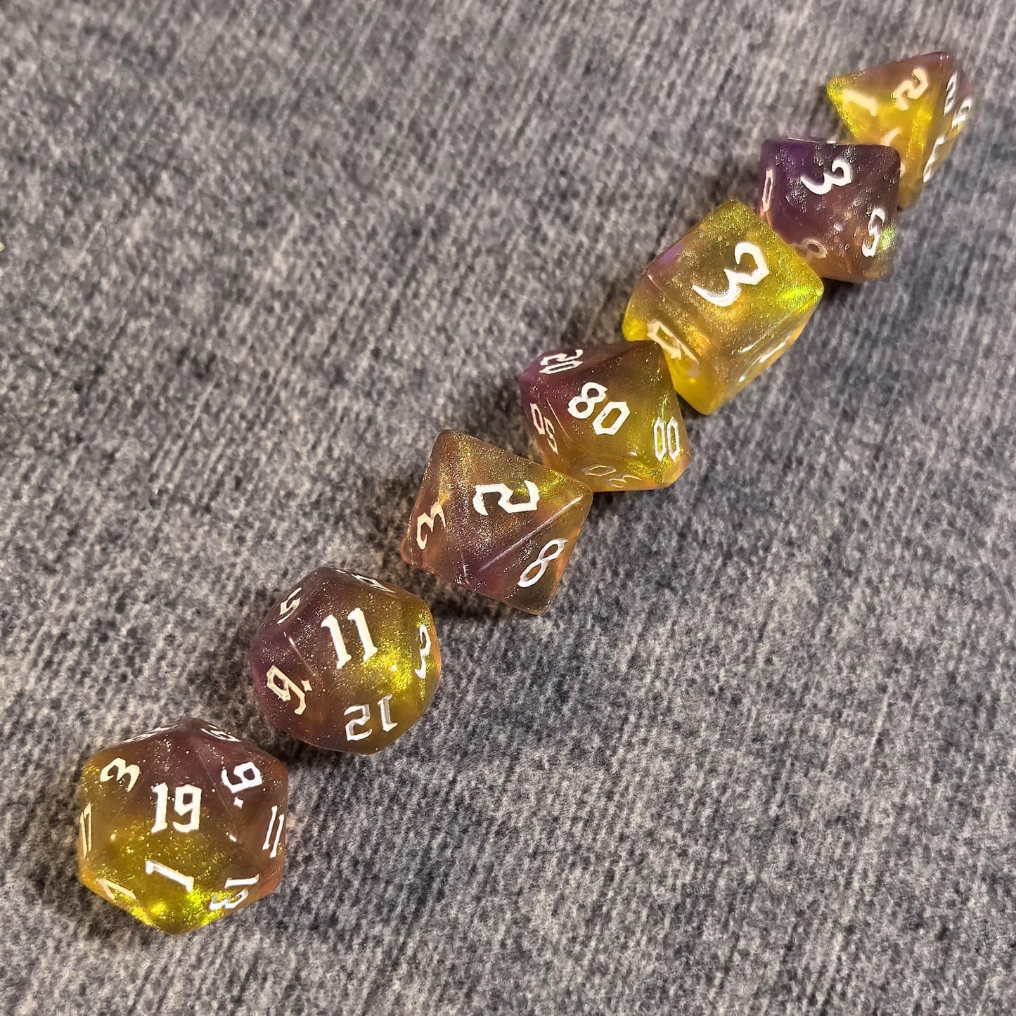 DND RPG Dice Set, Nebula Polyhedral Dice for Dungeons and Dragons, Mystery 7-Piece Set (Pale Yellow)