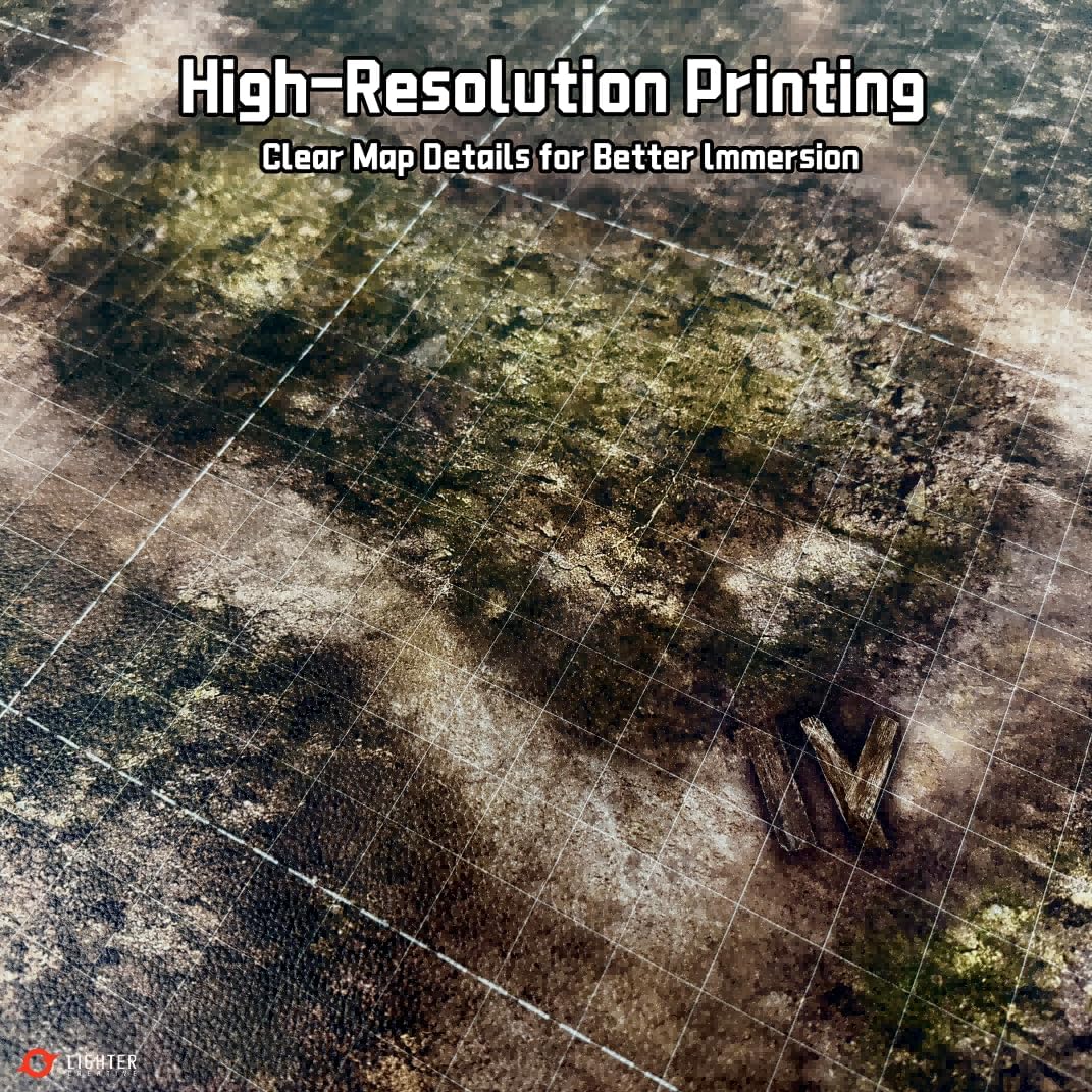 44'' x 60'' Battle Mat Gridded War-Gaming Mat for WHAoS - Made of Synthetic Leather, 1.1mm Thickness (Blighted Gloommoor)