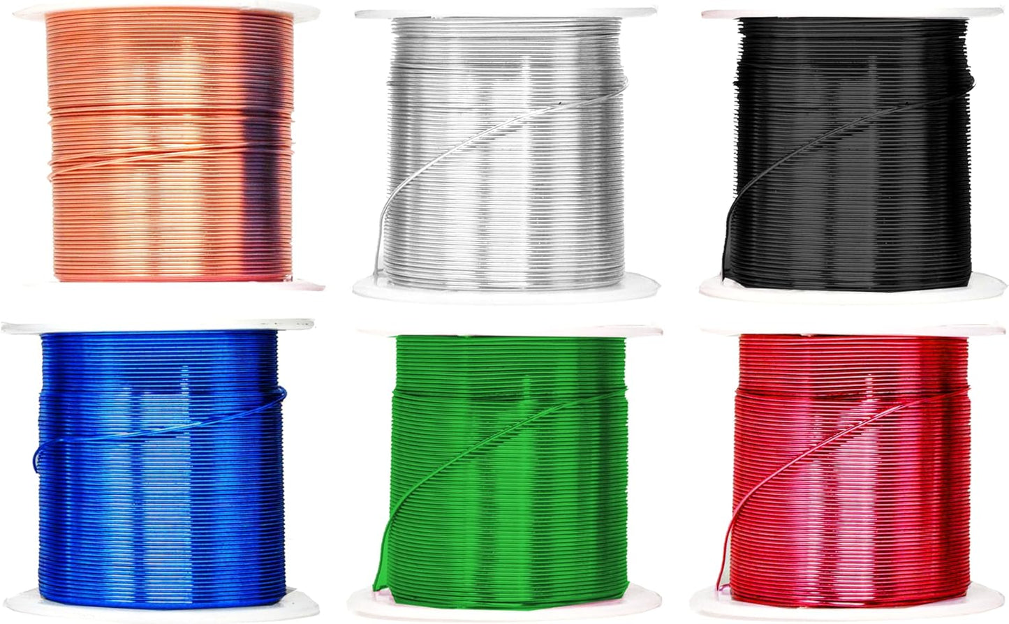 Mandala Crafts 22 Gauge Anodized Aluminum Craft Wire for Jewelry Making - 450 FT Colored Flexible Silver Copper True Blue Black Red Kelly Green Wire - Bendable for Bonsai Armature Crafting Sculpting