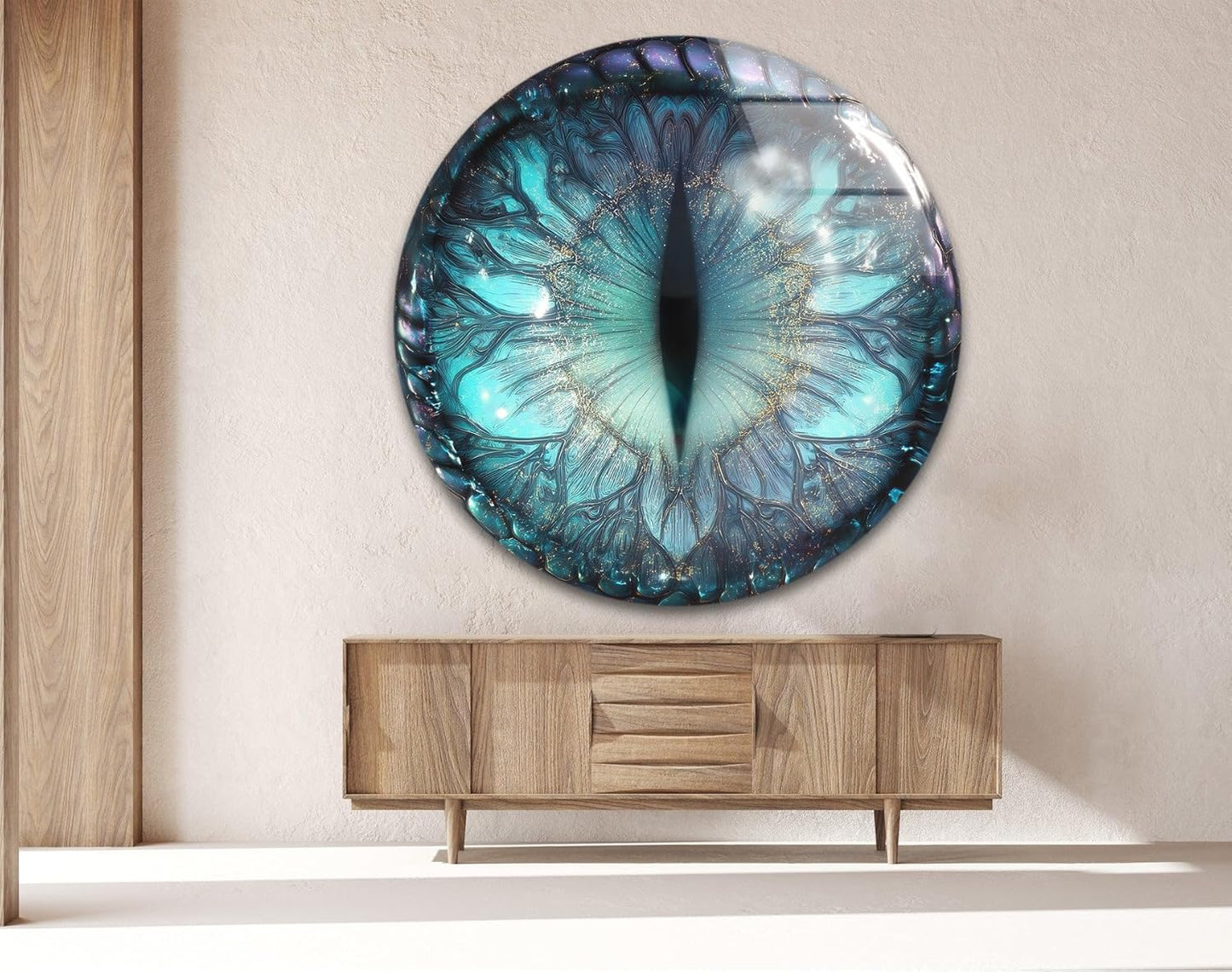 My Photostation.com 10''(25cm) Diameter Mystical Dragon Eye Round Glass Wall Art Tempered Glass Printing Wall Decor Large Wall Art Wall Hangings