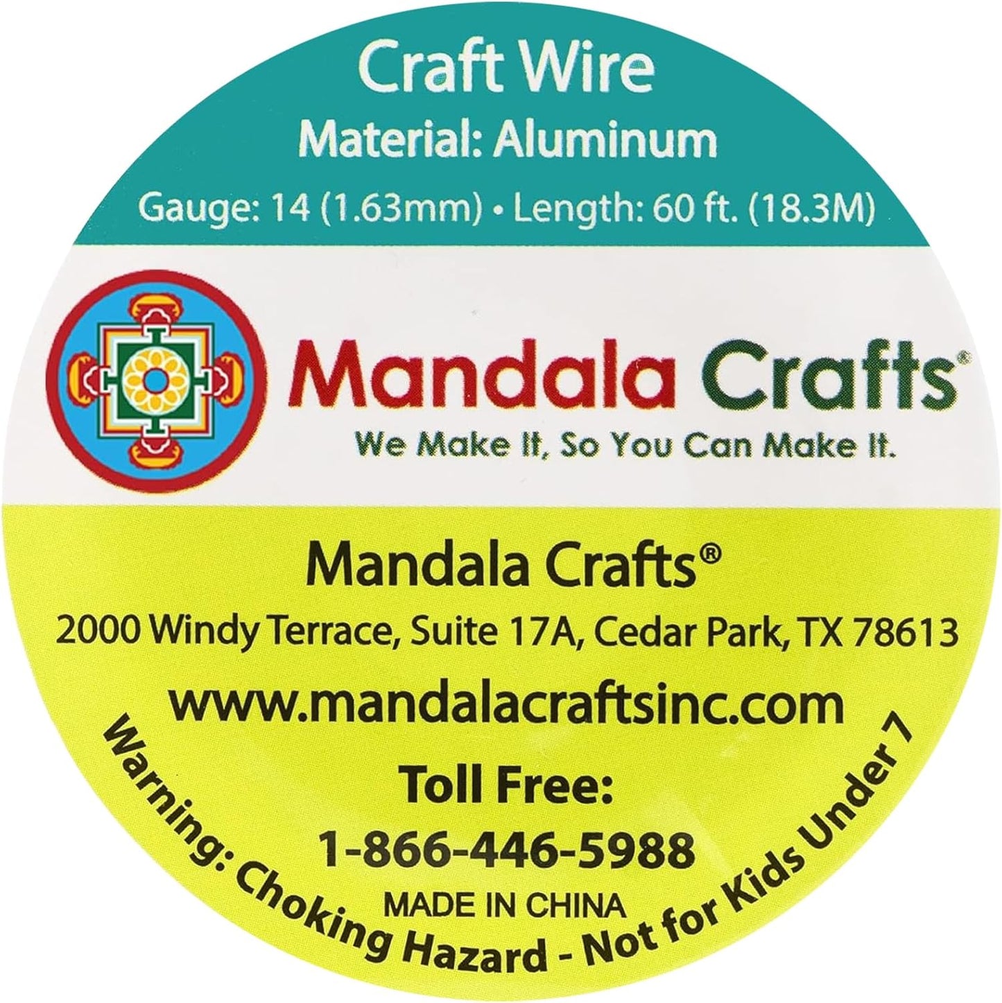 Mandala Crafts 14 Gauge Anodized Aluminum Craft Wire for Jewelry Making - 60 FT Colored Flexible Vivid Sky Blue Wire - Bendable for Bonsai Armature Crafting Sculpting