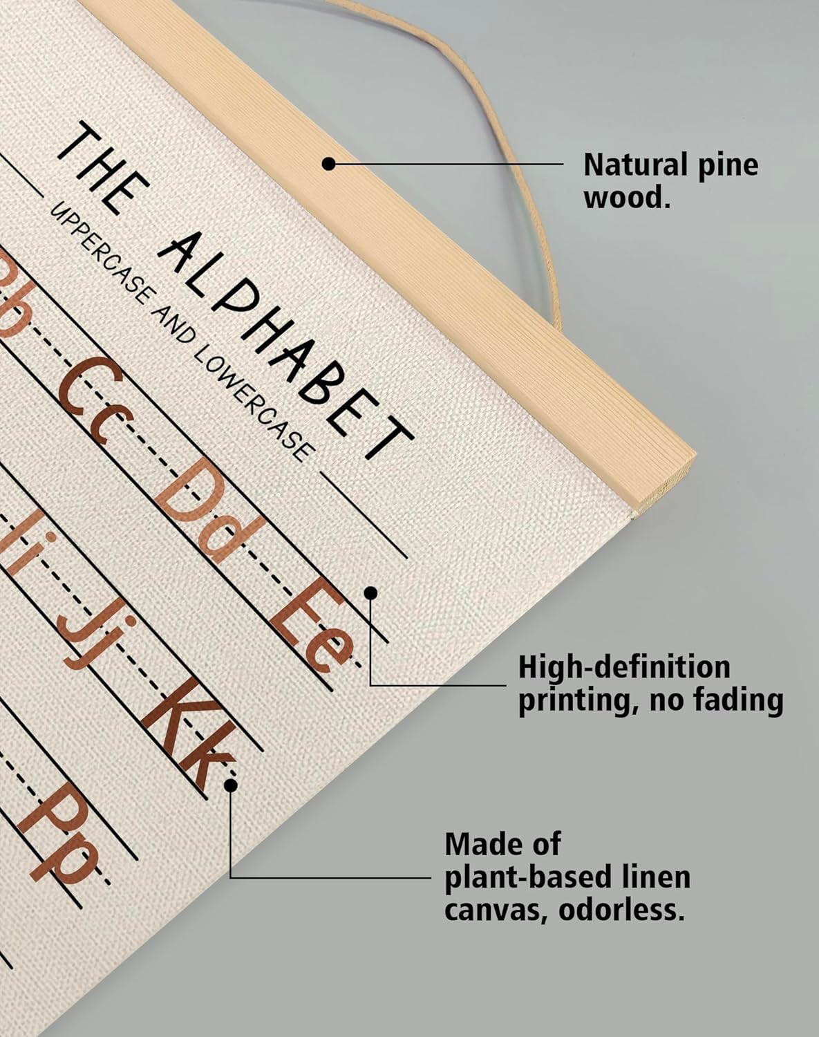 Alphabet and Numbers Wall Chart Set of 2 ,Kids Educational Posters,ABC and 1-20 Number Learning Banners for Toddlers, Preschool Classroom, Homeschool, Nursery, Playroom Decor 14 x 18.5 Inch (Brown)