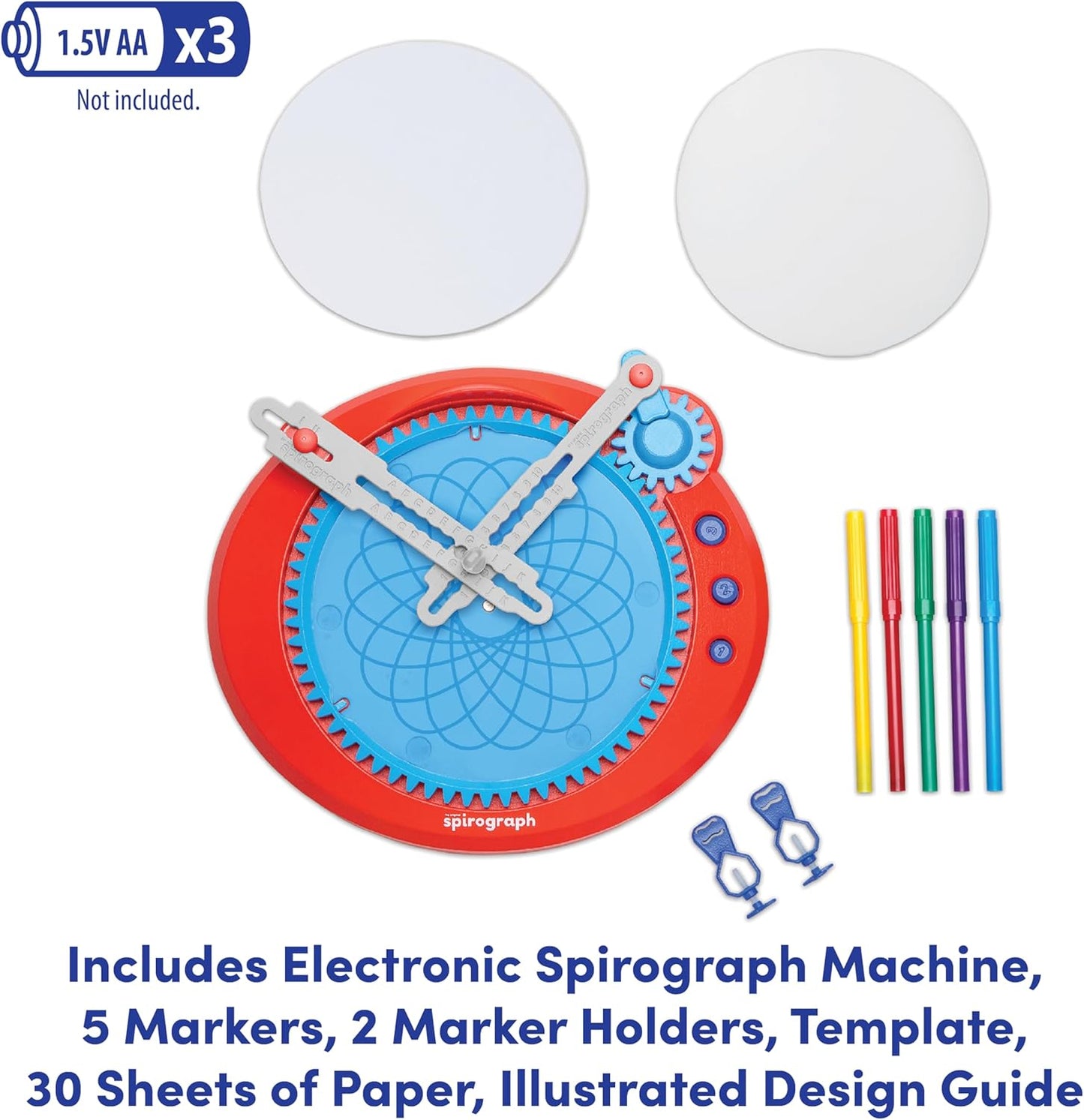 Spirograph Electric Machine - Arts and Crafts, Kids Toys, Art Supplies, Craft Supplies, Drawing Kit, Spiral Art, Classic Gear Design Kit, Case, Pens, Design Sheet Included, Ages 8+