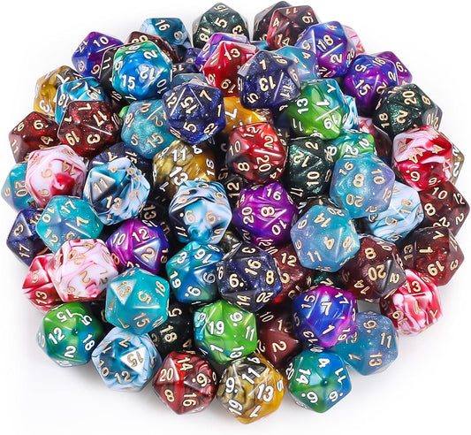 CiaraQ DND Polyhedral Dice (100pcs) with A Dice Bag Compatible with Dungeons and Dragons DND RPG MTG Role Playing Table Games (D20 dice, 10 Two Colors-100pcs)