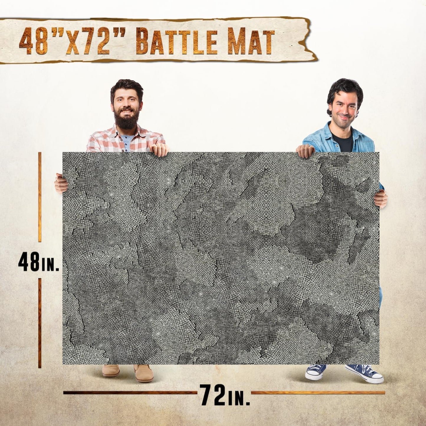 Battle Game Mat for DND - [48" x 72"] Wargaming Tabletop Map - Gaming Board for Warhammer 40k, Dungeons and Dragons, Wargame RPG - Vinyl Gaming Stone Terrain