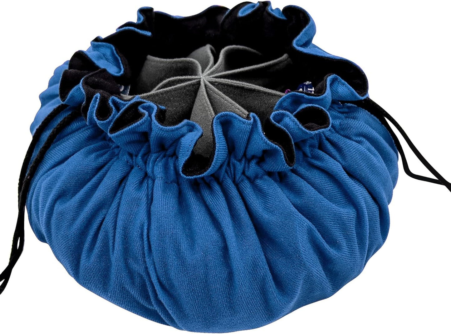 SIQUK Large Dice Bag with Pockets Big Capacity Dice Bag Drawstring Dice Pouch DND Dice Storage Bag for RPG MTG Table Games, Hold Over 300 Dice, Dark Blue