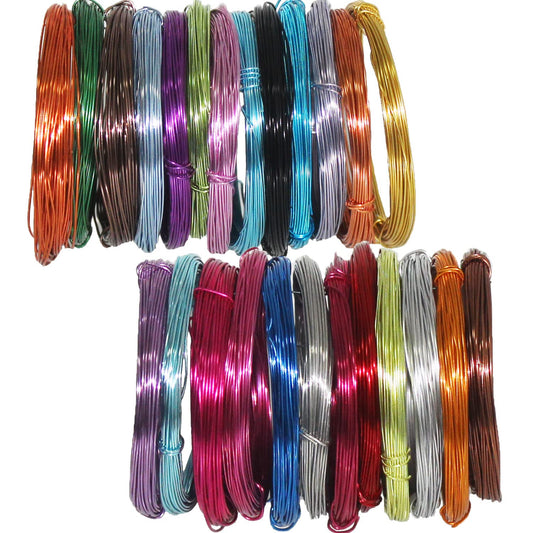 25 Rolls 820 Feet Colored Aluminum Craft Wire 0.8 mm Flexible Metal Artistic Jewelry Beading Wire, Each Roll 32.8 Feet, 25 Colors