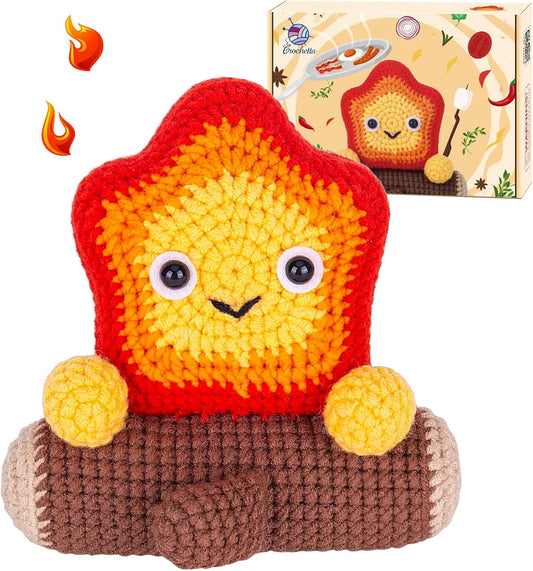 Crochetta Crochet Kit for Beginners, Crochet Starter Kit w Step-by-Step Video Tutorials, Beginner Crochet Kit for Adults Kids Women Men Complete Kit Included (Cute Crochet Flame Spirit)