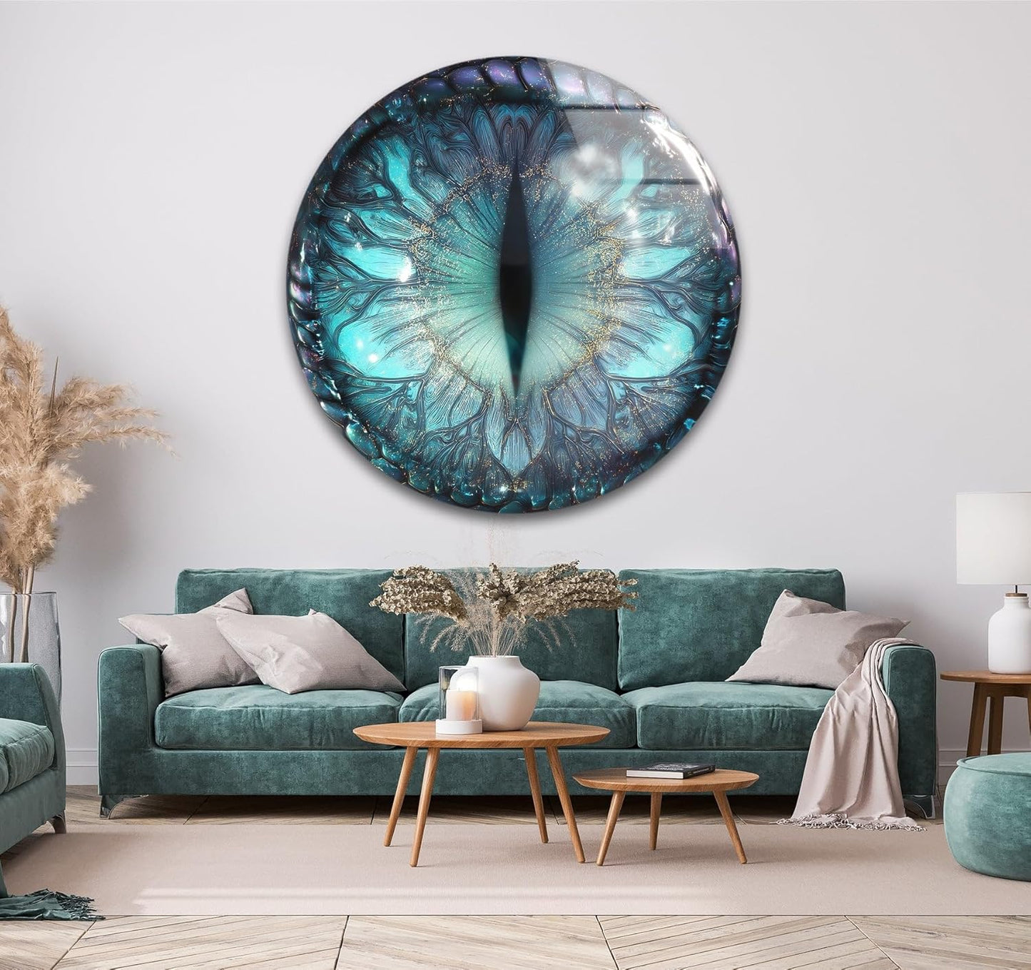 My Photostation.com 20''(50cm) Diameter Mystical Dragon Eye Round Glass Wall Art Tempered Glass Printing Wall Decor Large Wall Art Wall Hangings