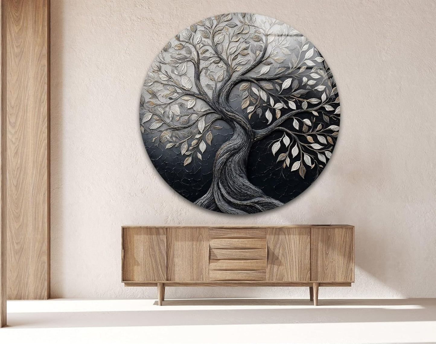 My Photostation.com 27.5''(70cm) Diameter Twilight Tree of Life Round Glass Wall Art Tempered Glass Printing Wall Decor Large Wall Art Wall Hangings