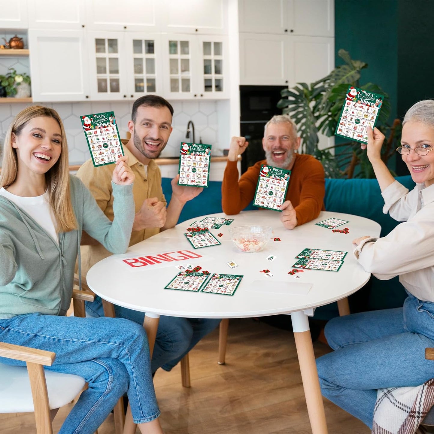 Christmas Bingo Game Cards, 24 Players Christmas Bingo Game for Teens Adults, Xmas Games Supplies for Family Outdoors Xmas Party Favors Supplies Decorations