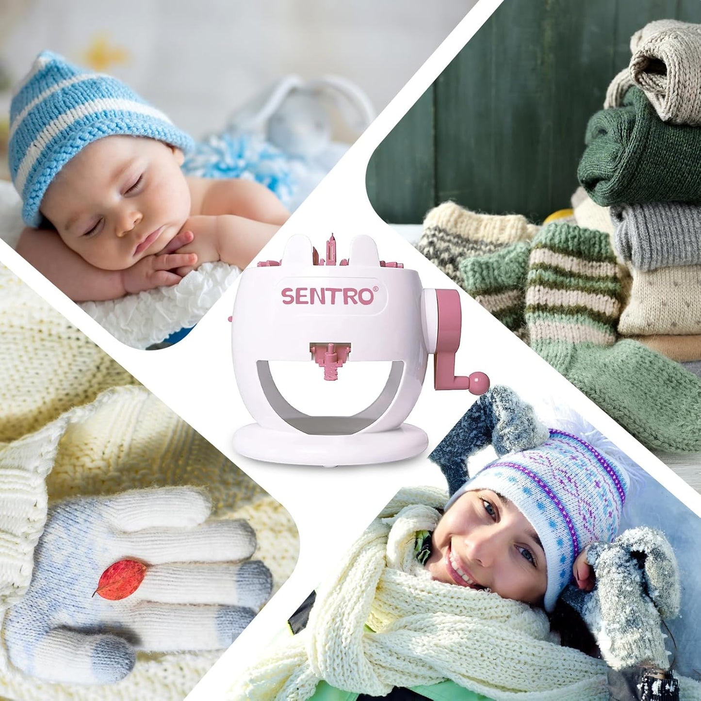 SENTRO 22 Needle Knitting Machine, Knitting Loom Set, Round Weaving Loom for Adults and Beginners, Bunny Shaped Smart Weaver, Hat Sock Scarf Loom,Arts and Crafts Knitting Kit