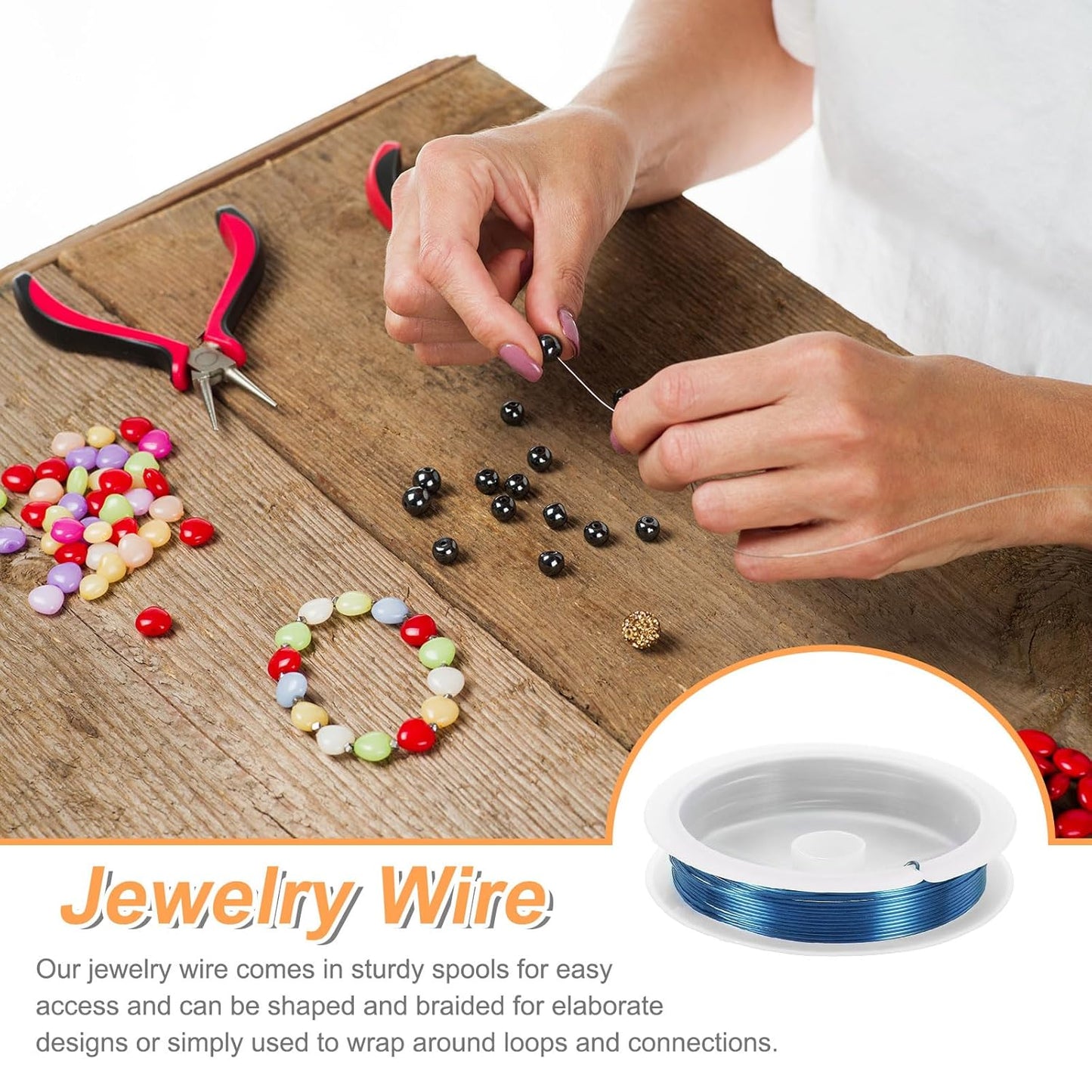 HARFINGTON 10ft Jewelry Wire, 22 Gauge (0.7mm) Brass Craft Soft Metal Tarnish Resistant Copper Beading Wire for Jewelry Making Supplies Crafting, Blue