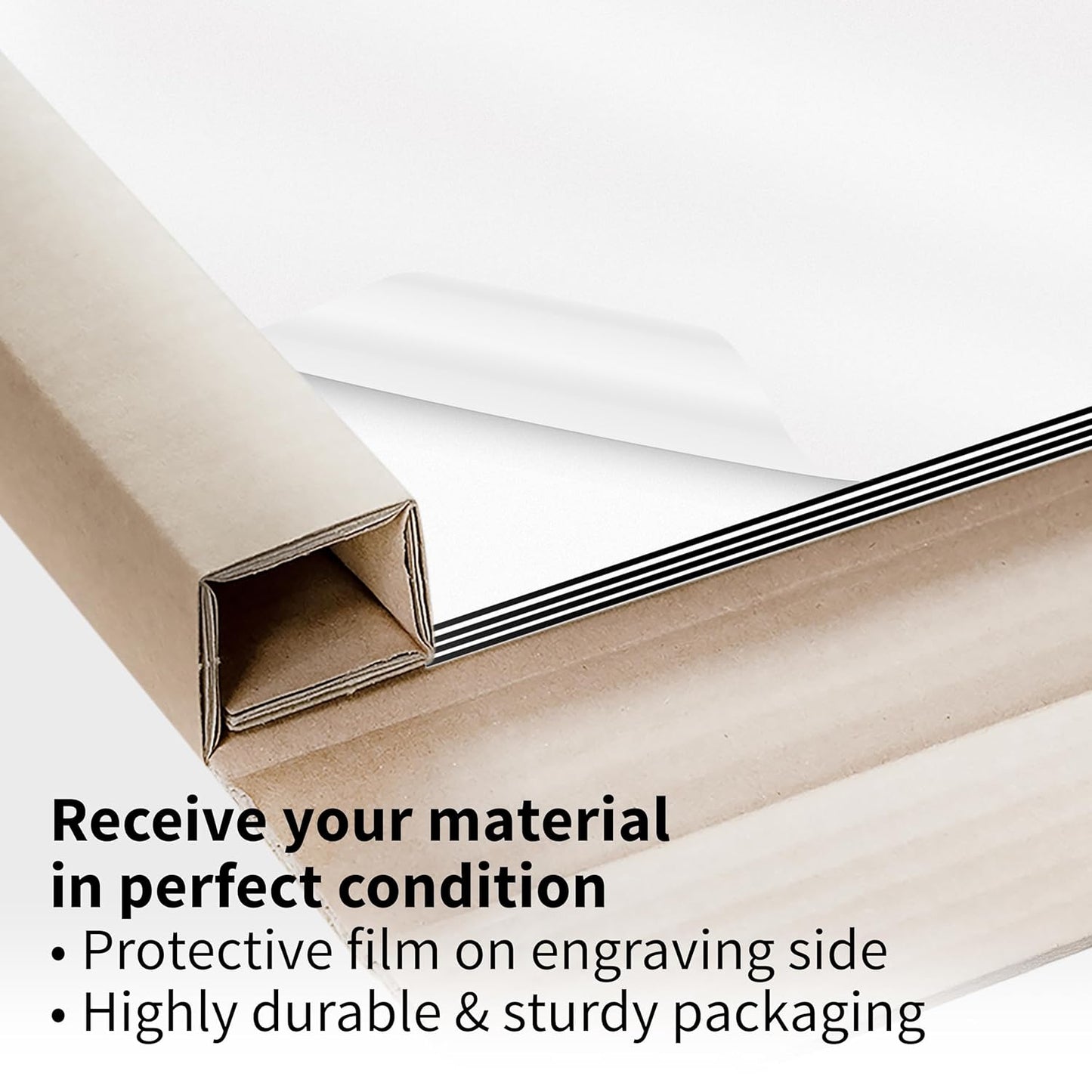 Trotec TroLase | 12"x12"x1/32", 8 Pcs | White/Black| 2 Ply | Modified Acrylic | Laser Engraving Double Color Plastic Sheet | Engraving Blanks for Laser, Saw, Guillotine | Made in USA