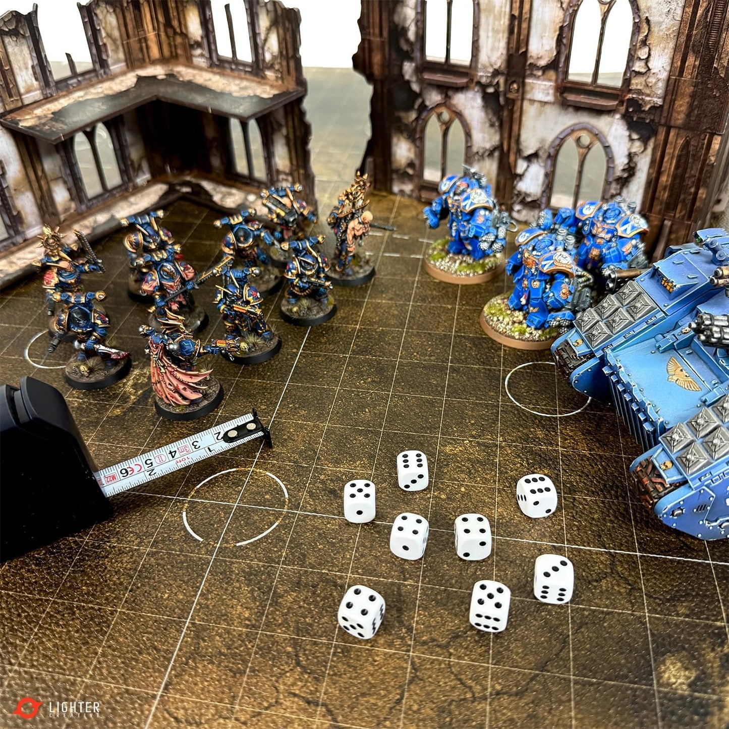 44'' x 60'' Battle Mat Gridded War-Gaming Mat for WH40K - Made of Synthetic Leather, 1.1mm Thickness (Doomsday Barrens)