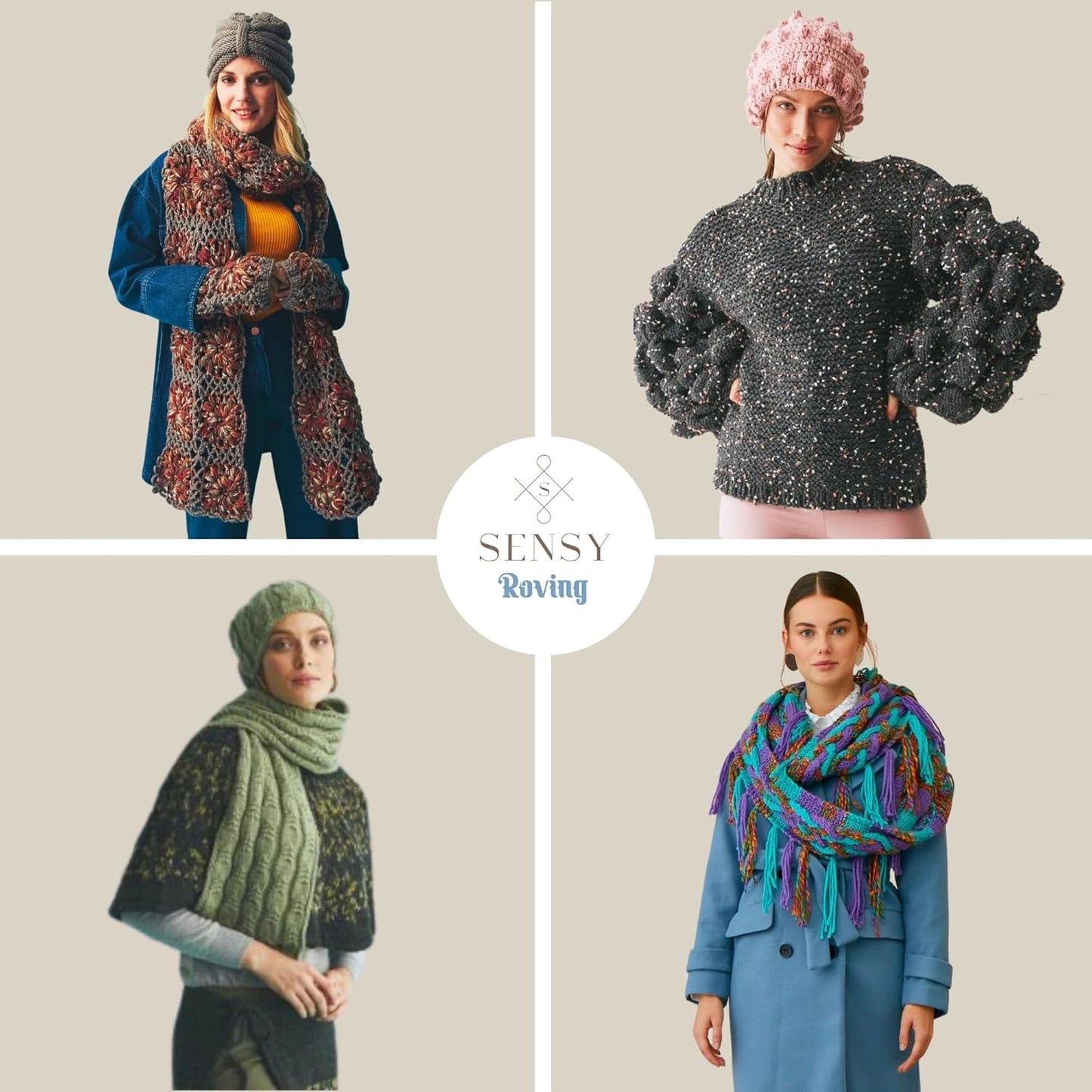 Sensy Roving Yarn, 3.5 oz, 132 Yards, Gauge 5 Bulky (Black)