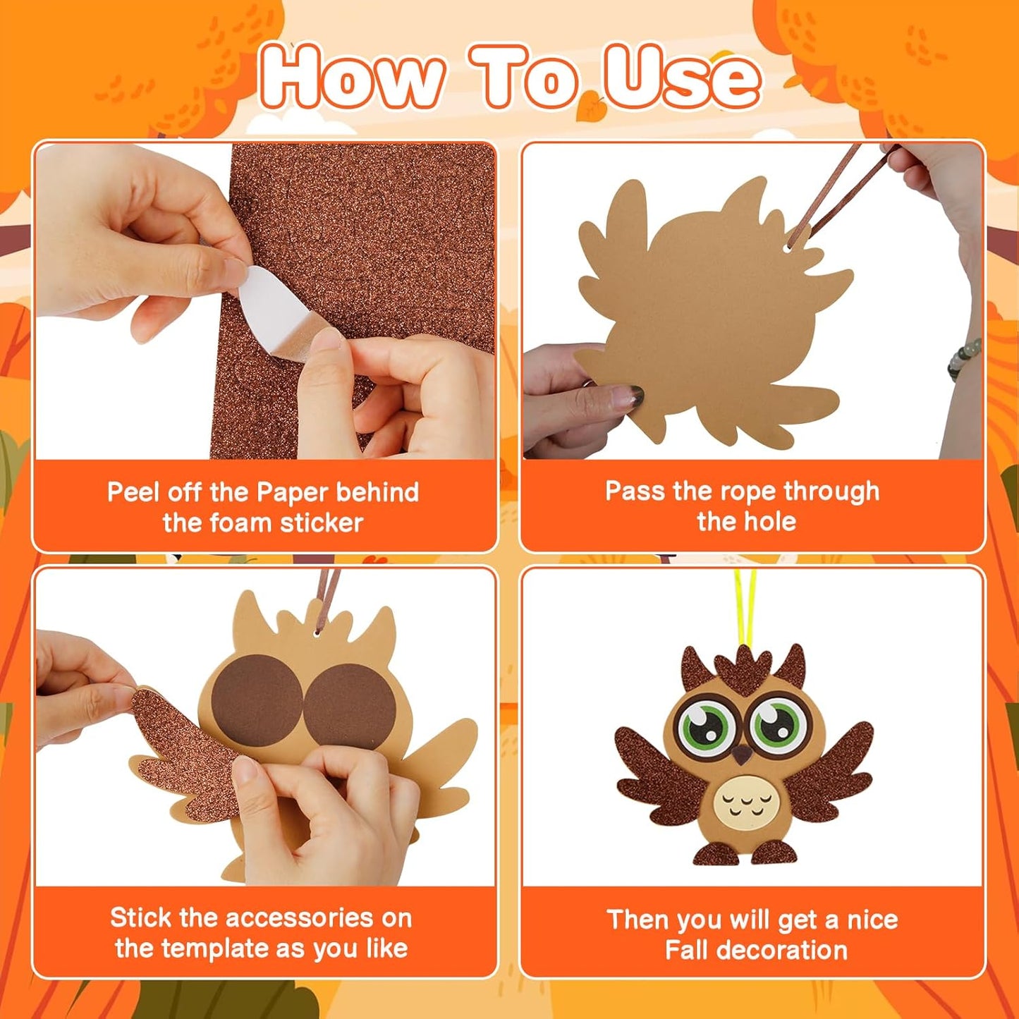 Fennoral 12 Pack Fall Craft Kit for Kids Make You Own Fall Animal Foam Stickers Fall Arts and Crafts DIY for Kids Boys Girls Party Supplies Thanksgiving Autumn Decoration