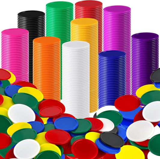 Coopay 1200 Pcs 1.5 Inch Learning Counters Disks Plastic Poker Chips, Bingo Chips 10 Colors Counting Discs Markers for Math Practice, Poker Card Game Tokens, Teaching Rewards, 38 mm