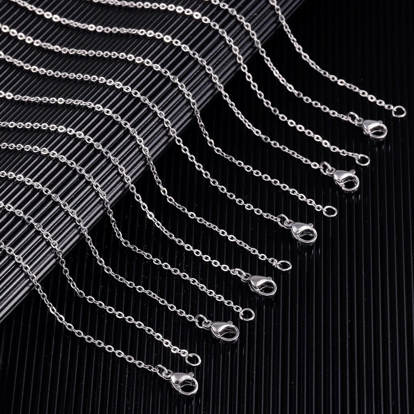 Wholesale 12 PCS Stainless Steel Flat Cable Chain Link Necklace Chains Bulk for Jewelry Making (20 Inch(2MM))