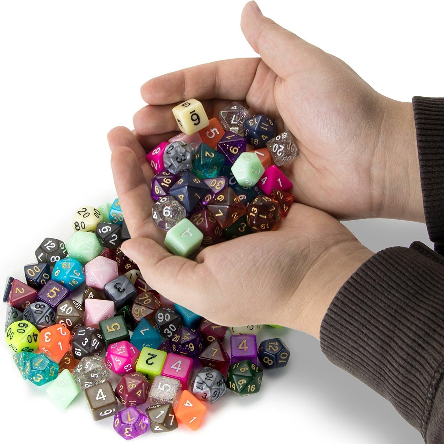 Wiz Dice DND Dice Set - 140 Pieces Total (20 Sets of 7 Dice in Unique Colors) & Storage D&D Dice Bag-Polyhedral Role Playing Dice - Perfect DND Accessories for TTRPG Dice Games - Bag of Tricks