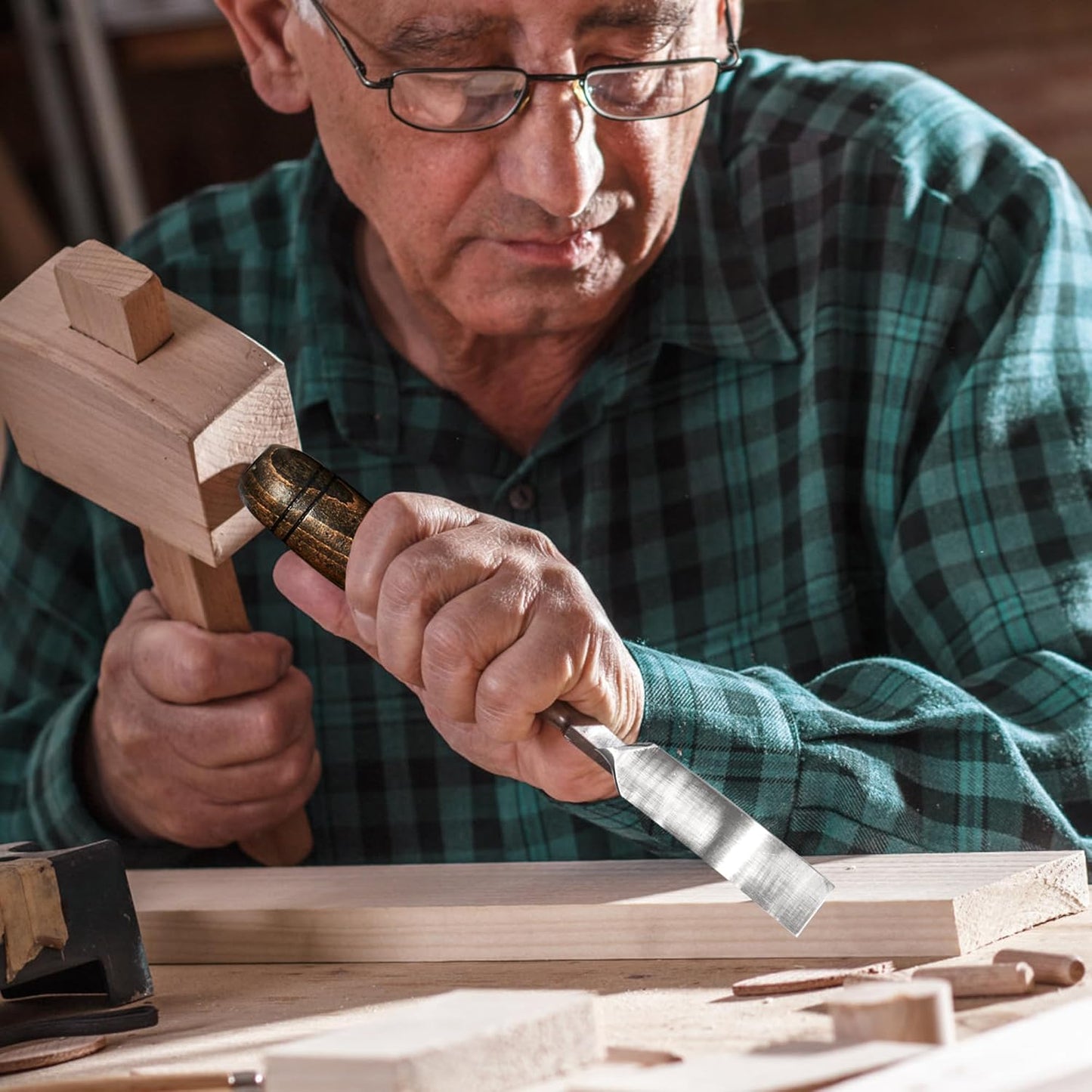 SELFIE CAT 12 Piece Wood Chisel Set for Woodworking Tools Wood Carving Tools with Wooden Case Wood Carving Kit for Beginners and Professionals Black Walnut