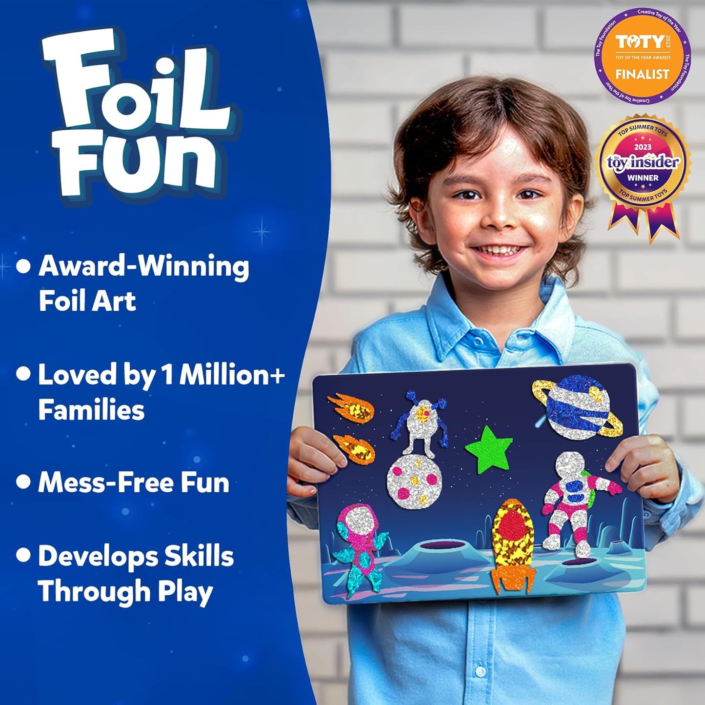 Skillmatics Foil Fun - Space, No Mess Art for Kids, Craft Kits & Supplies, DIY Creative Activity, Travel Toys, Gifts for Boys & Girls Ages 4, 5, 6, 7, 8, 9