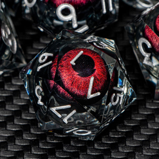 ARUOHHA DND Resin Dice Dragon Eye Dice Liquid Core Red Sharp Edged Dice Set with Gift Box, Polyhedral D and D Dice Set Role Playing Game D20 D12 D10 D8 D6 D4
