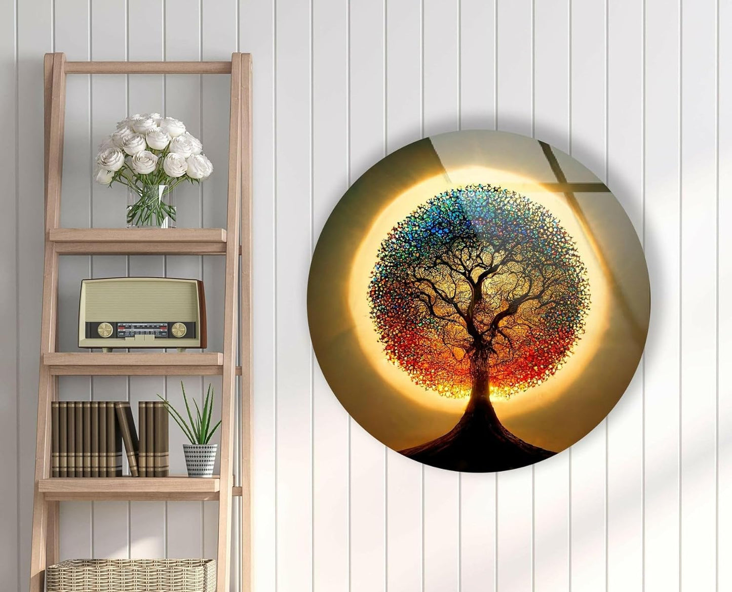 My Photostation.com 10''(25cm) Diameter Life of Tree Round Glass Wall Art Tempered Glass Printing Wall Decor Large Wall Art Wall Hangings