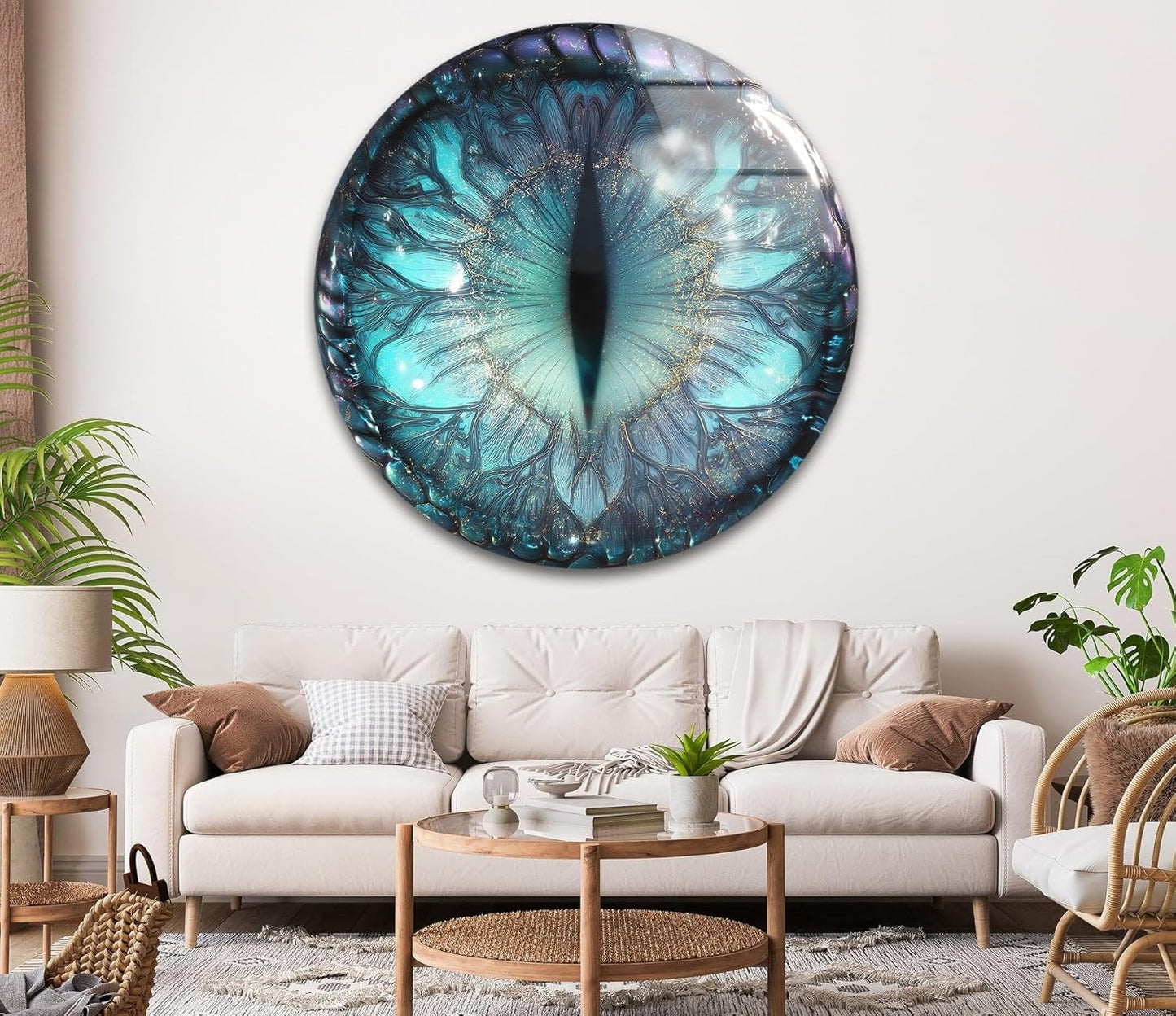 My Photostation.com 27.5''(70cm) Diameter Mystical Dragon Eye Round Glass Wall Art Tempered Glass Printing Wall Decor Large Wall Art Wall Hangings