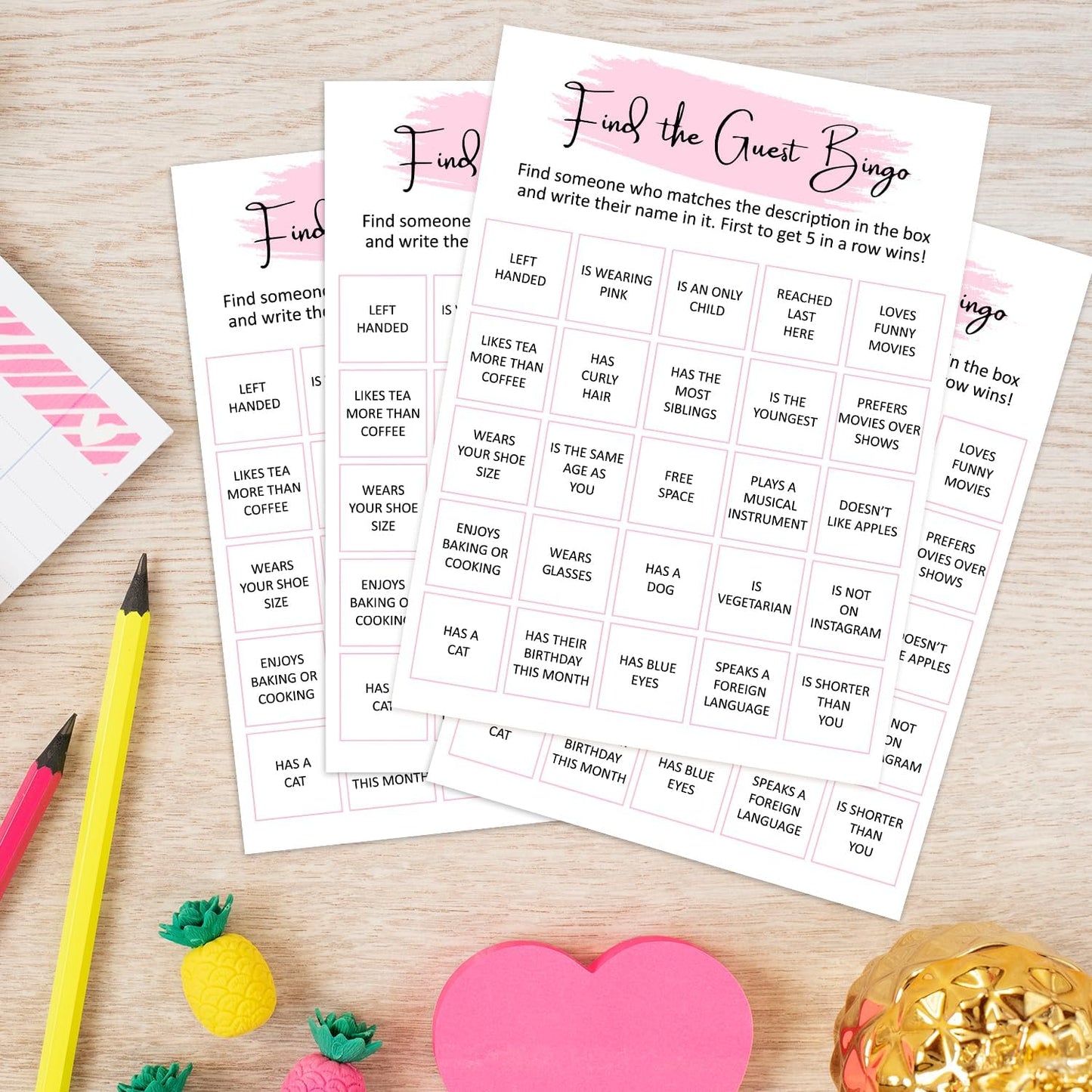 Birthday Party Bingo Game - Find The Guest Bingo, Birthday Party Activity Favor, Set of 20 Games Cards, Birthday Supplies, Activity, Decorations -B05