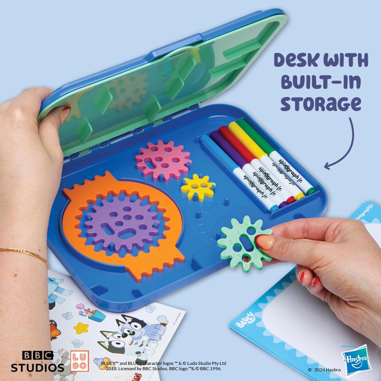 Spirograph Jr Bluey Toys - Toddler Arts and Crafts, Drawing Art Kit, Toddler Activities, Bluey Stickers, Drawing Pad, Jumbo Gears, Washable Markers, Unleash Your Child Inner Artist, Ages 3+