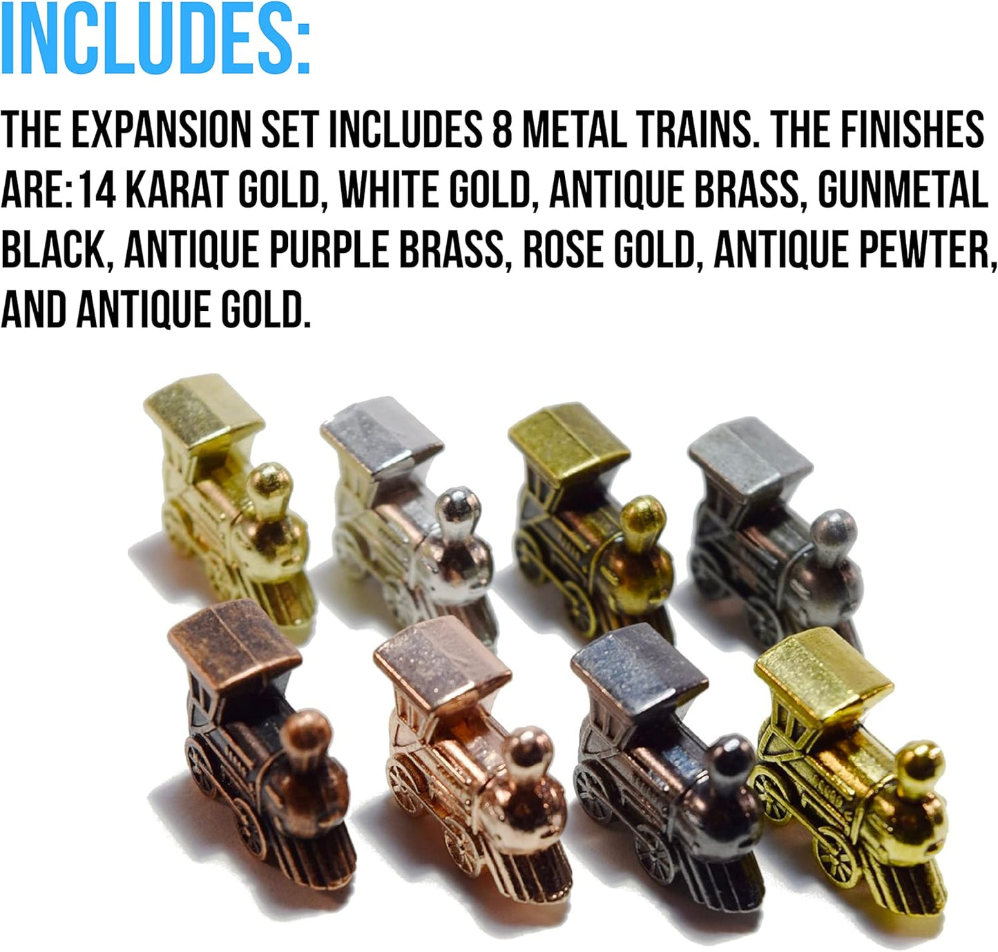 Regal Games Mexican Train Domino Expansion Set - 8 Metal Marker Trains with Unique Finishes - Replacement Wooden Hub - Scoresheet