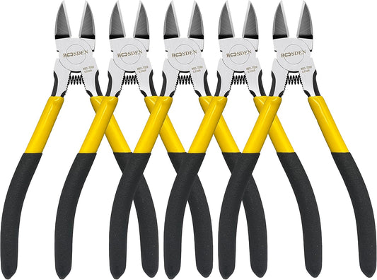Wire Cutters 5 Pack, 6 inch Flush Cutters, BOOSDEN Spring Loaded Cutting Pliers,Precision Side Cutters,Sharp Diagonal Cutters,Small Wire Snips for Crafting