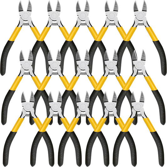 Lasnten 15 Pcs 5" Wire Cutters Precision Cutting Pliers Side Diagonal Cutters Small Wire Clippers Spring Loaded Flush Cut Snips with Nonslip Handle for DIY Jewelry Making Crafting Model Kits Zip Ties