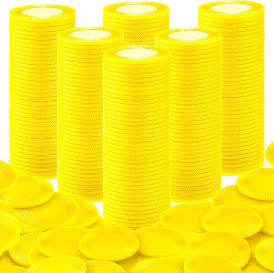 Coopay 1000 Pieces Plastic Poker Chips, Bingo Chips Bulk Learning Counters Disks Poker Card Game, Counting Markers for Math Practice, Game Tokens and Teaching Rewards, 25 mm/ 1 Inch (Yellow)