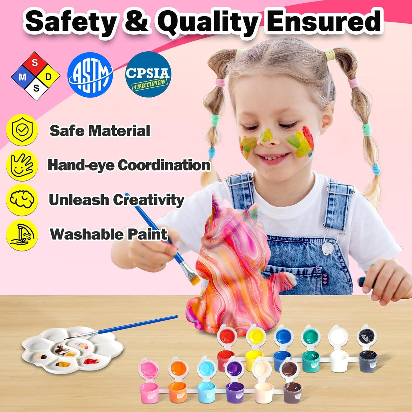 FUNZBO Paint Your Own Unicorn Lamp Kit - Halloweens Arts and Crafts Supplies Painting Kits for Kids Teens, DIY Night Light Unicorn Toy for Toddlers Girl Boy Age 3 4 5 6 7 8 9 10 11 12 13 Birthday Gift