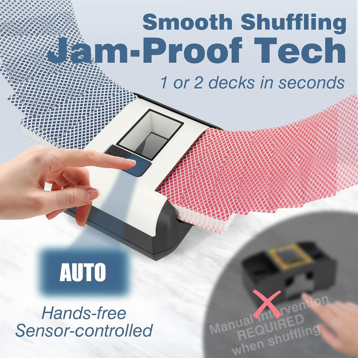 Rechargeable Automatic Card Shuffler,Auto & Manual Modes,1-2 Deck Capacity,Low Noise Design,Perfect for Poker, Rummy,Spades & All Card Games,Portable for Home, Travel, or Game Nights (Black)