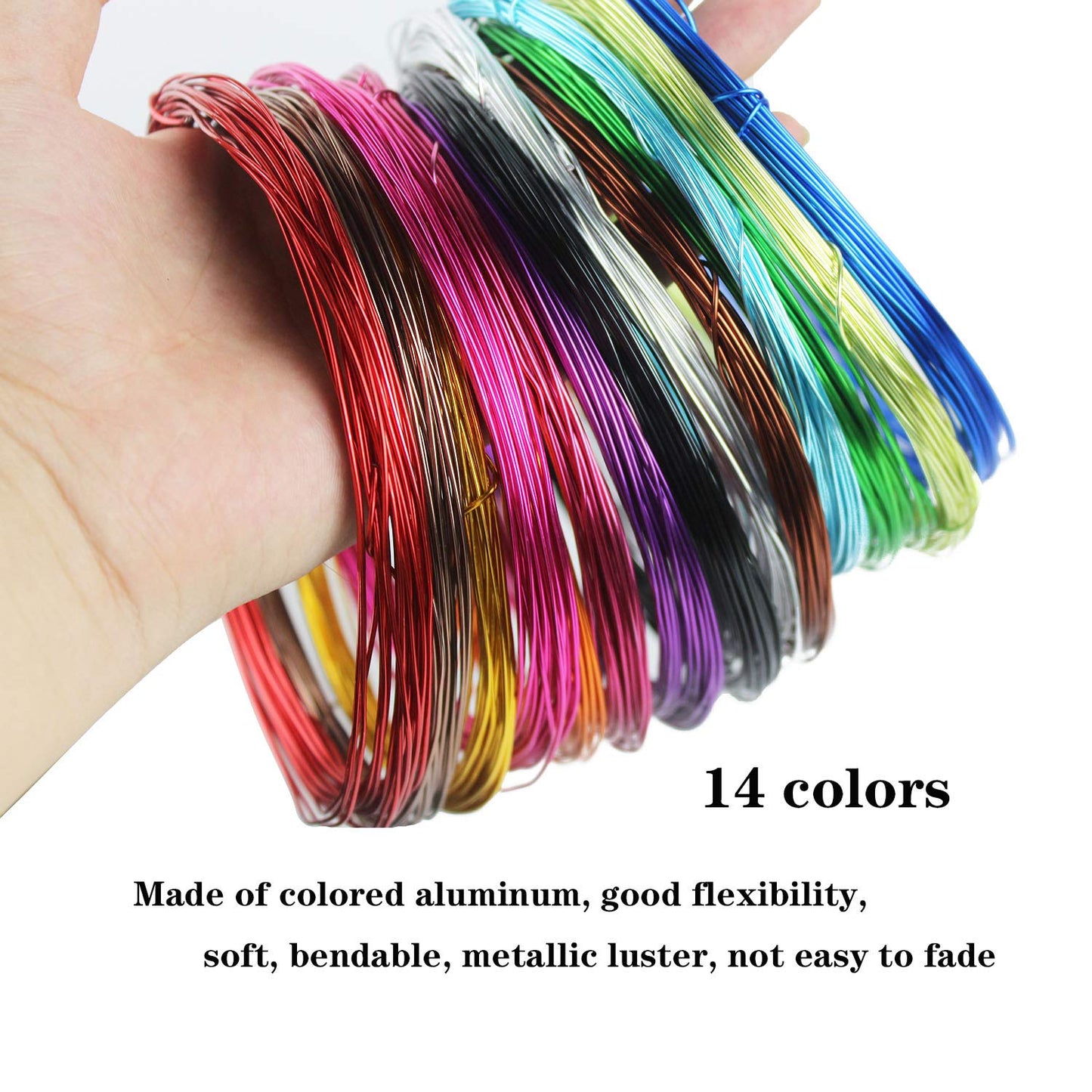 14 Rolls Colored Aluminum Craft Wire, 459 Feet 1mm Flexible Metal Artistic Floral Jewelry Beading Wire for DIY Jewelry Craft Making, Each Roll 32.8 Feet, 14 Colors
