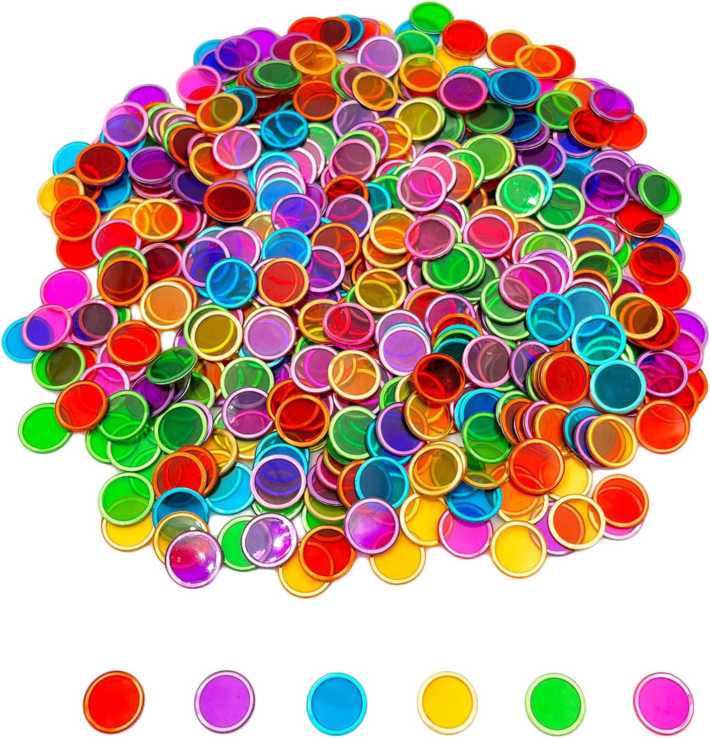 Magnetic Bingo Wand with Chips,6-Pack& 600 Metal Chips, 6 Color Metal Chips-for Large Group Games,Family Game Night, Sensory Bins,Counting and Sorting,Science& Educational Activities