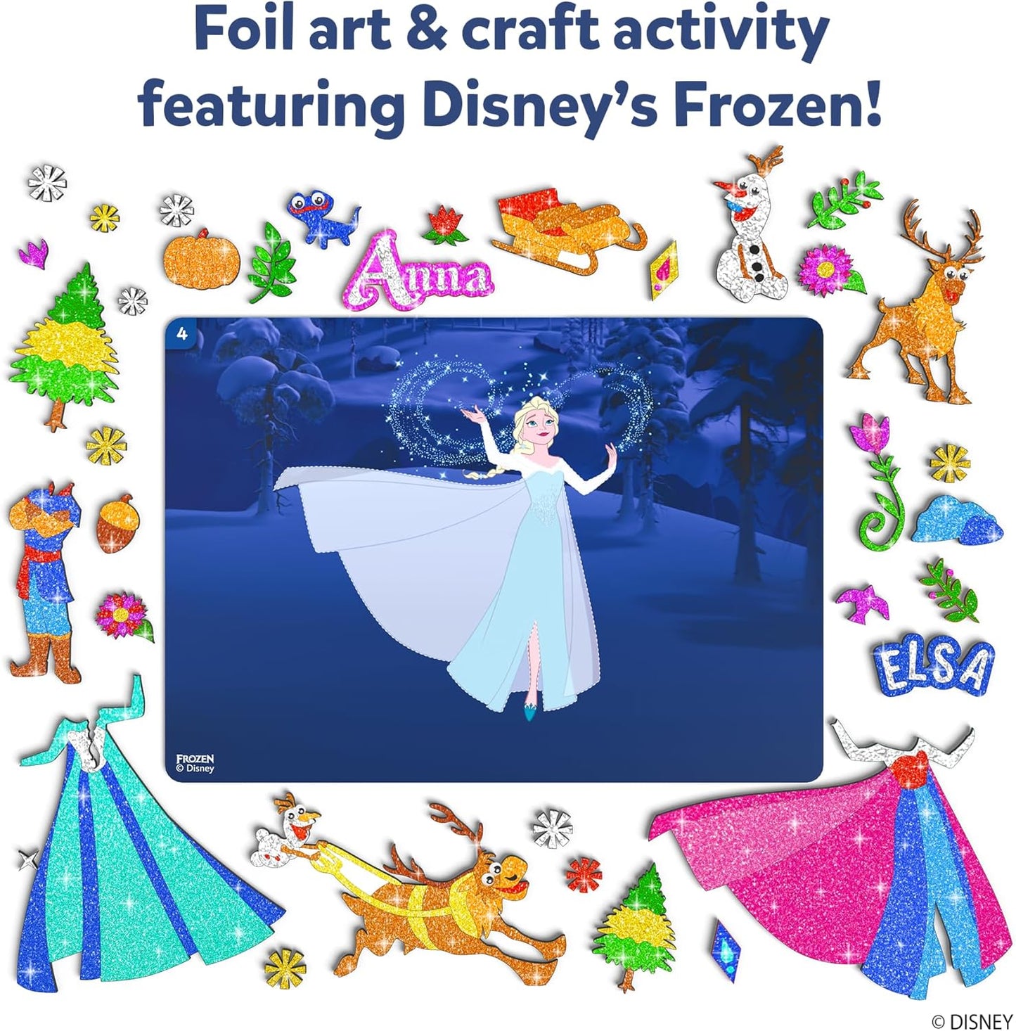 Skillmatics Foil Fun - Disney Frozen, Mess-Free Art, Craft Kits & Supplies, DIY Creative Activity, Travel Toys, Christmas Gifts for Fans of Elsa, Anna, Olaff, Girls, Boys, Ages 4, 5, 6, 7, 8, 9